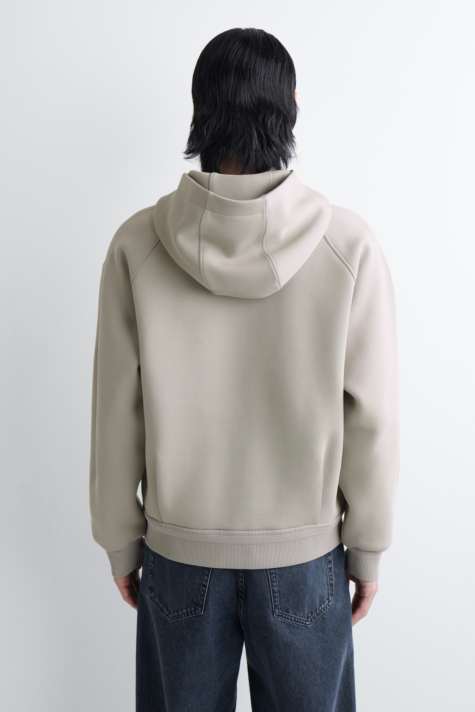 FELPA CON CAPPUCCIO E CERNIERA IN PIQUÉ DI COTONE - BEIGE - 7