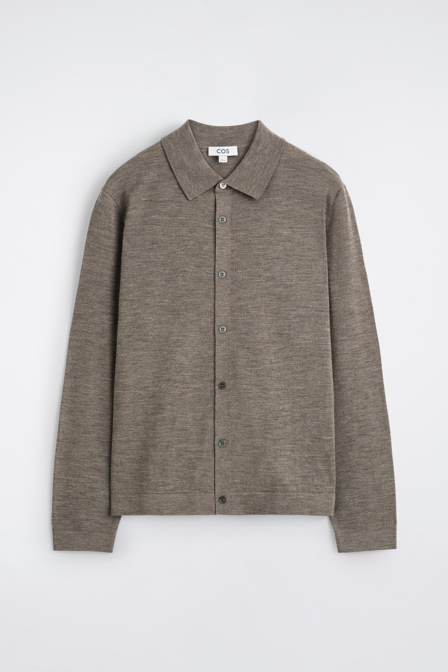 STICKAD SKJORTA I MERINOULL - BRUNMELERAD/SVART/MÖRKGRÅ - 2