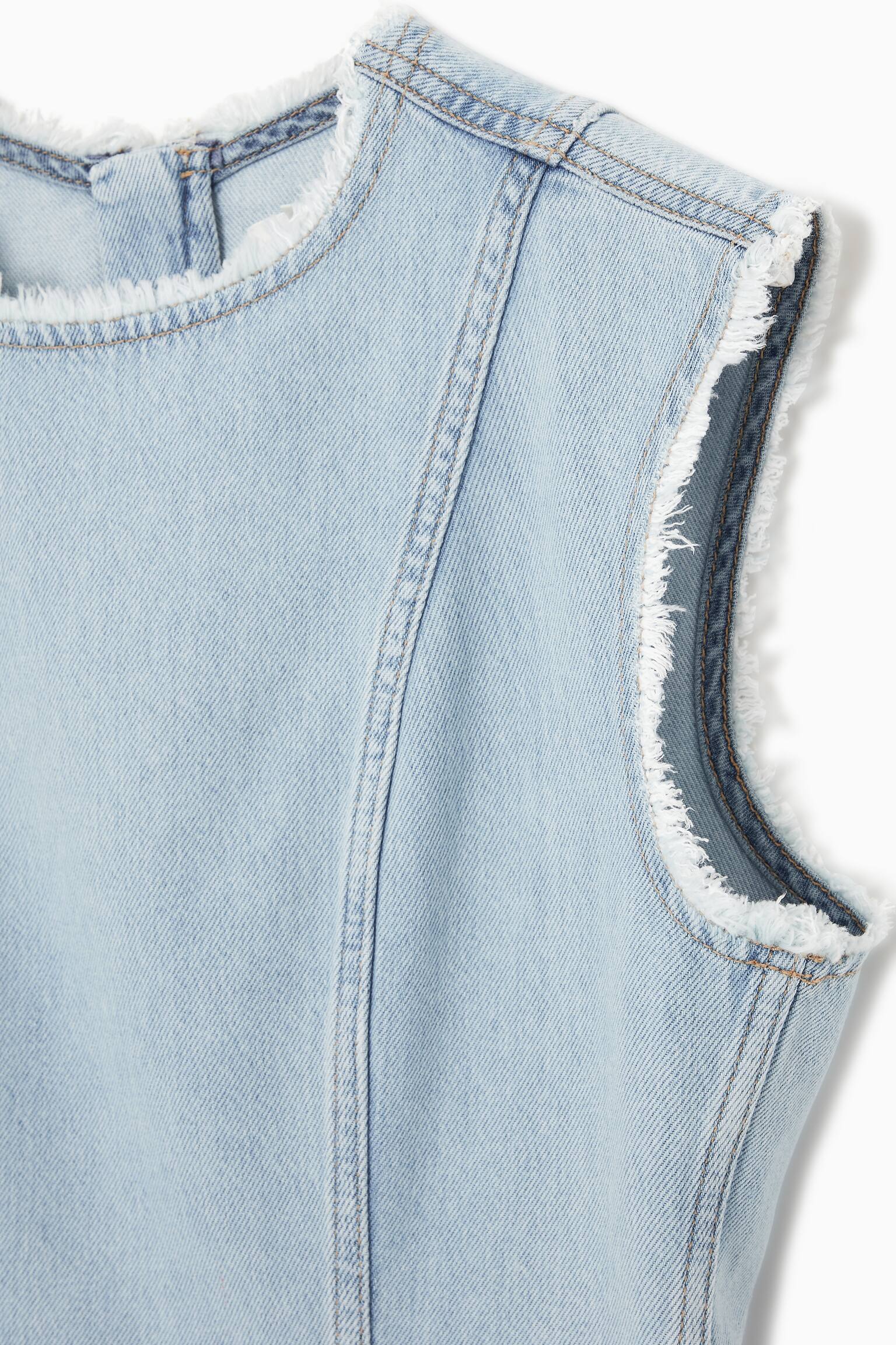 PANELLED DENIM MINI DRESS - LIGHT BLUE - 3