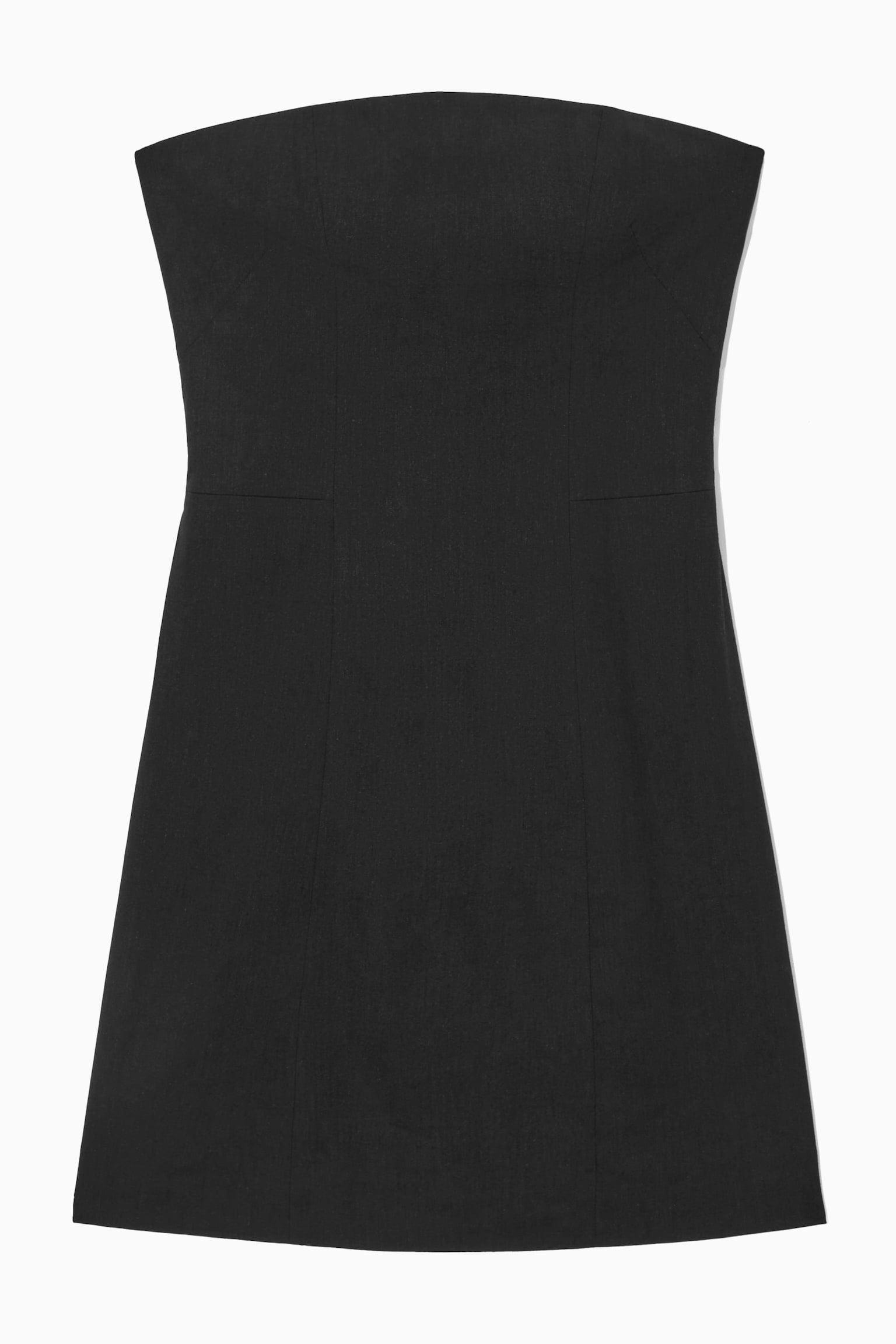 LINEN-BLEND MINI BUSTIER DRESS - BLACK/OFF-WHITE - 1