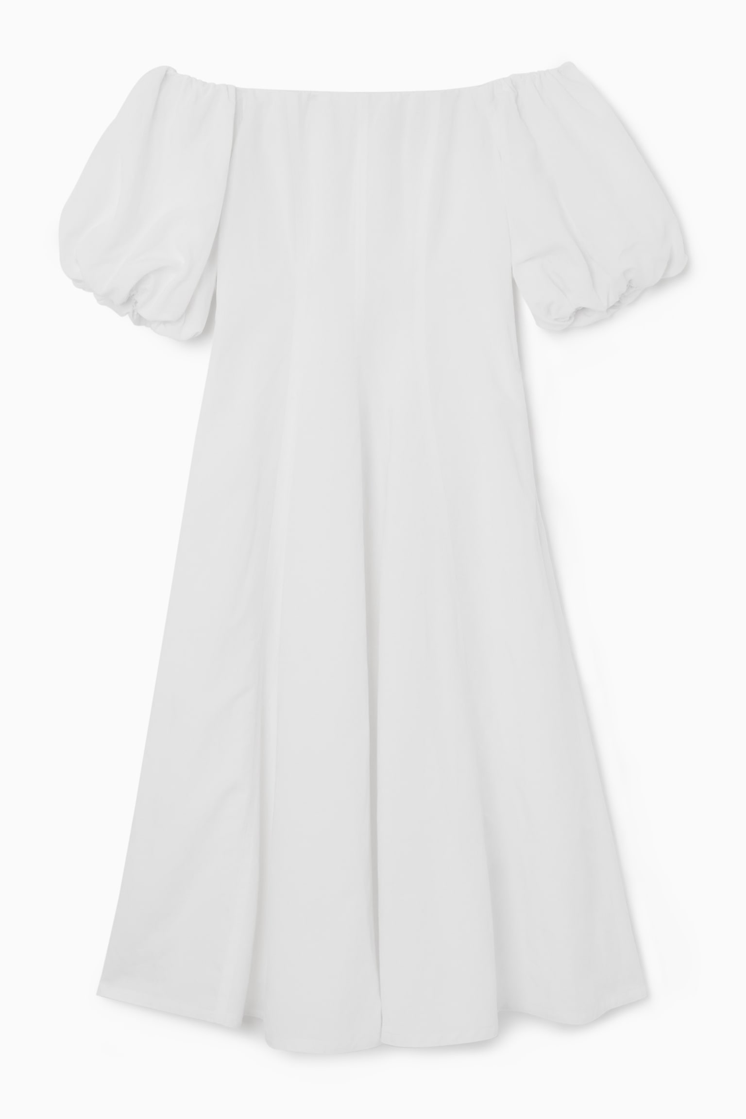 OFF-THE-SHOULDER PUFF-SLEEVE MIDI DRESS - WHITE - 2