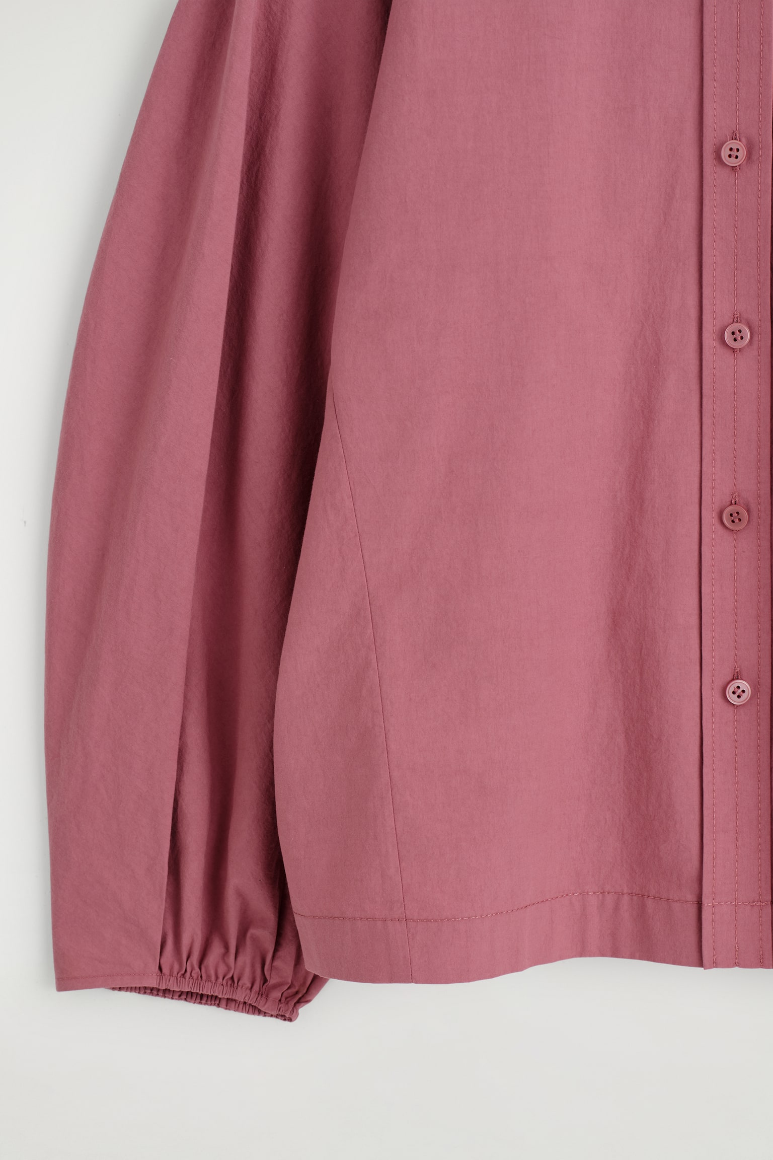 Pima-katoenen blouse met plooien - Bessen/WIT - 3