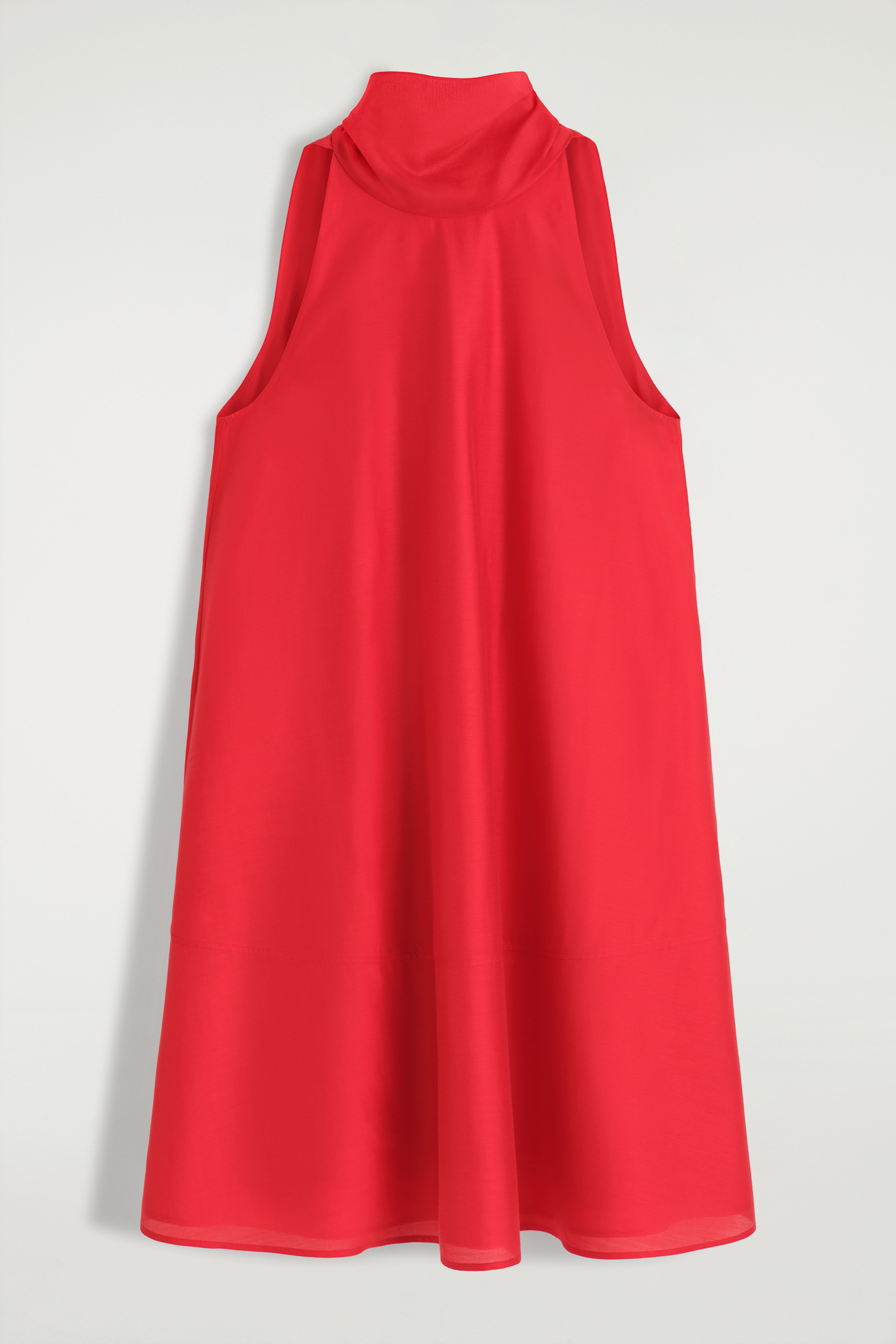 LUFTIG MINIKJOLE MED HALTERNECK - RØD/LYSEGRØN