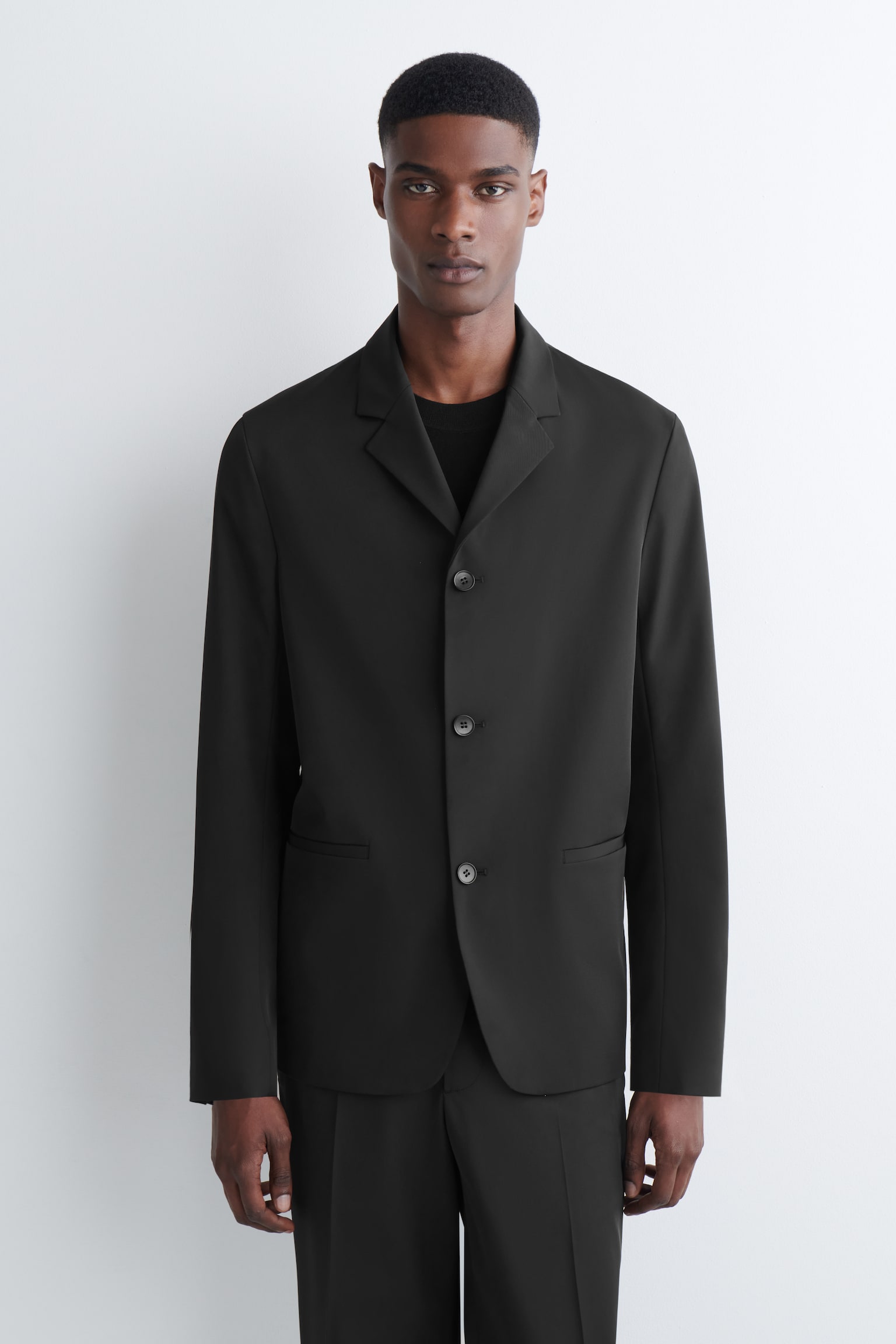 BLAZER SLIM DESTRUTTURATO IN TWILL TECNICO - NERO - 2