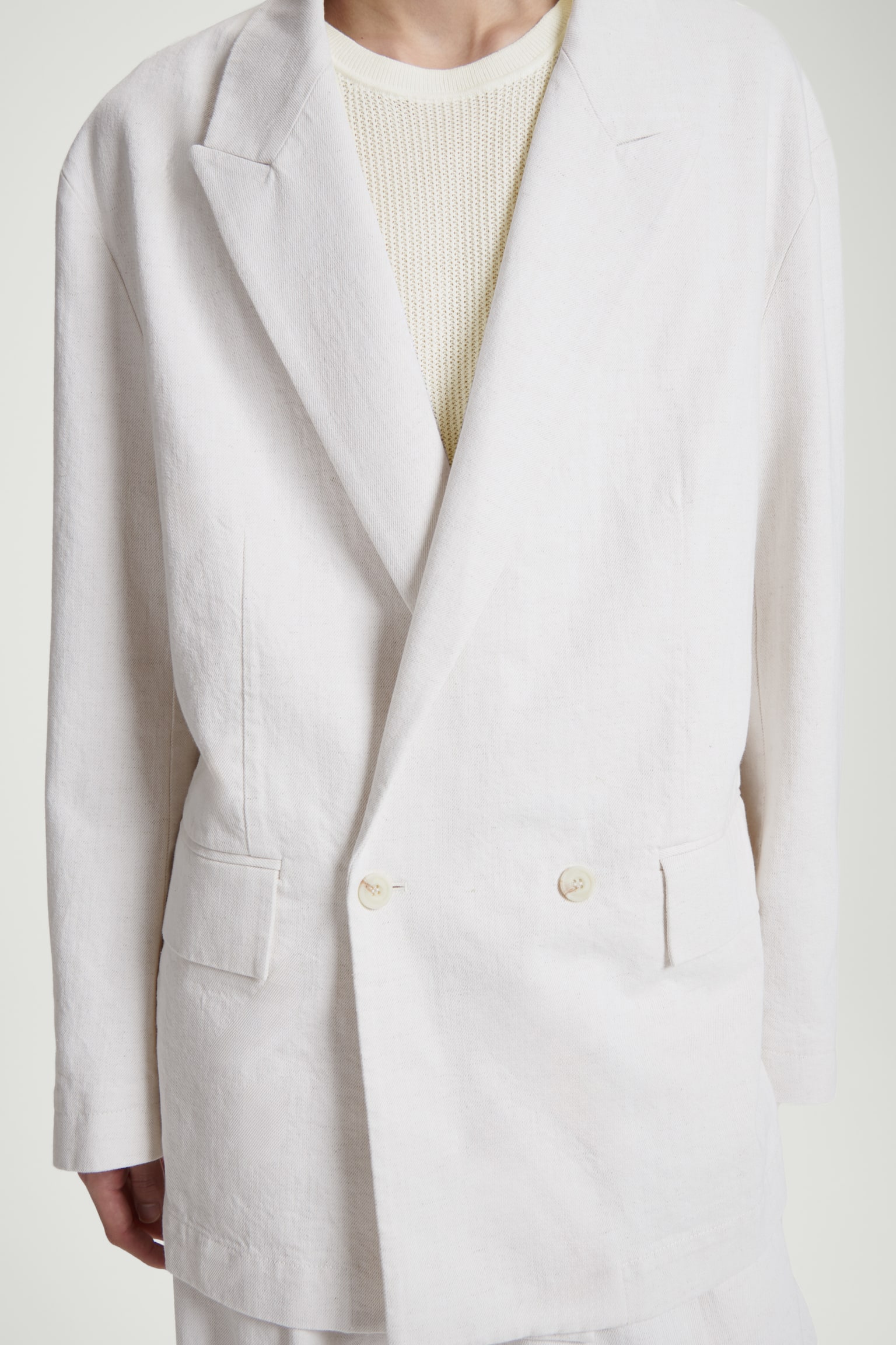 DOUBLE-BREASTED DENIM BLAZER - RELAXED - WHITE - 6