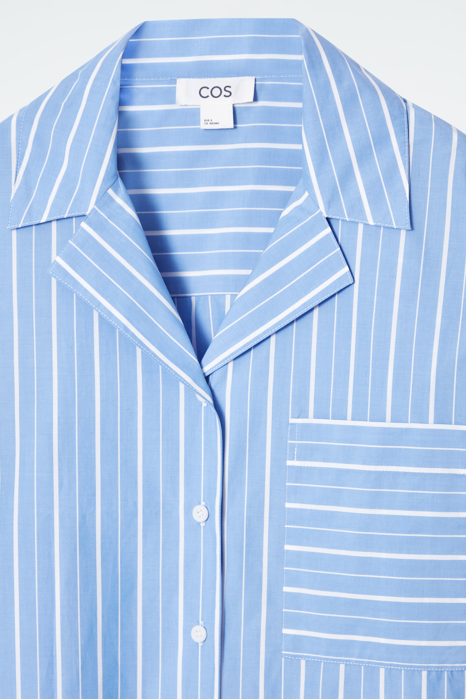 PINSTRIPED COTTON PYJAMA SHIRT - BLUE / PINSTRIPED - 6