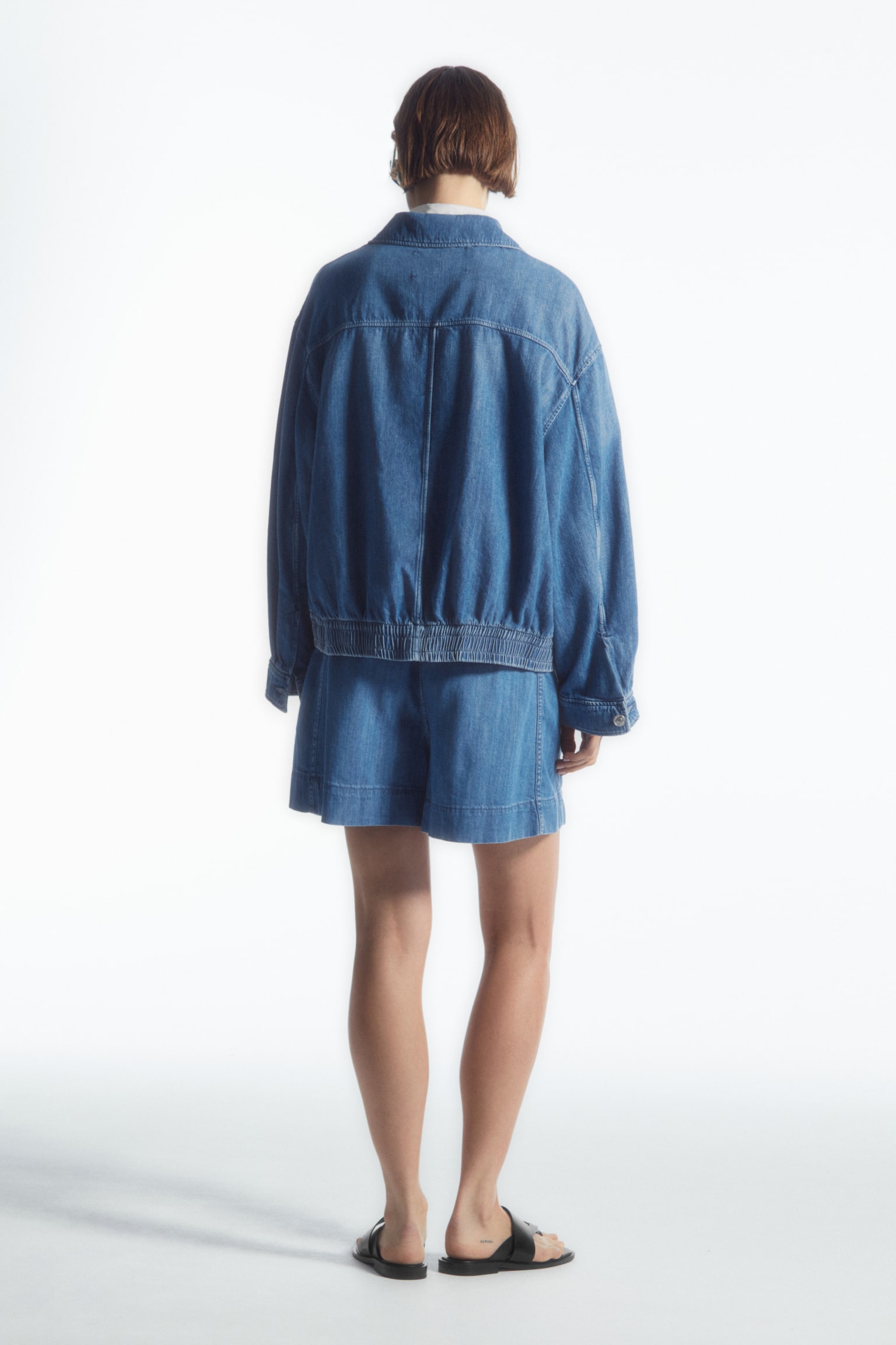 OVERSIZED ZIP-UP DENIM JACKET - BLUE - 6