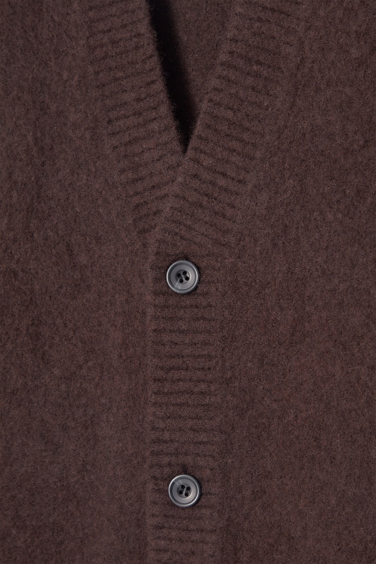 BRUSHED-WOOL V-NECK CARDIGAN - DARK BROWN/TEAL - 4