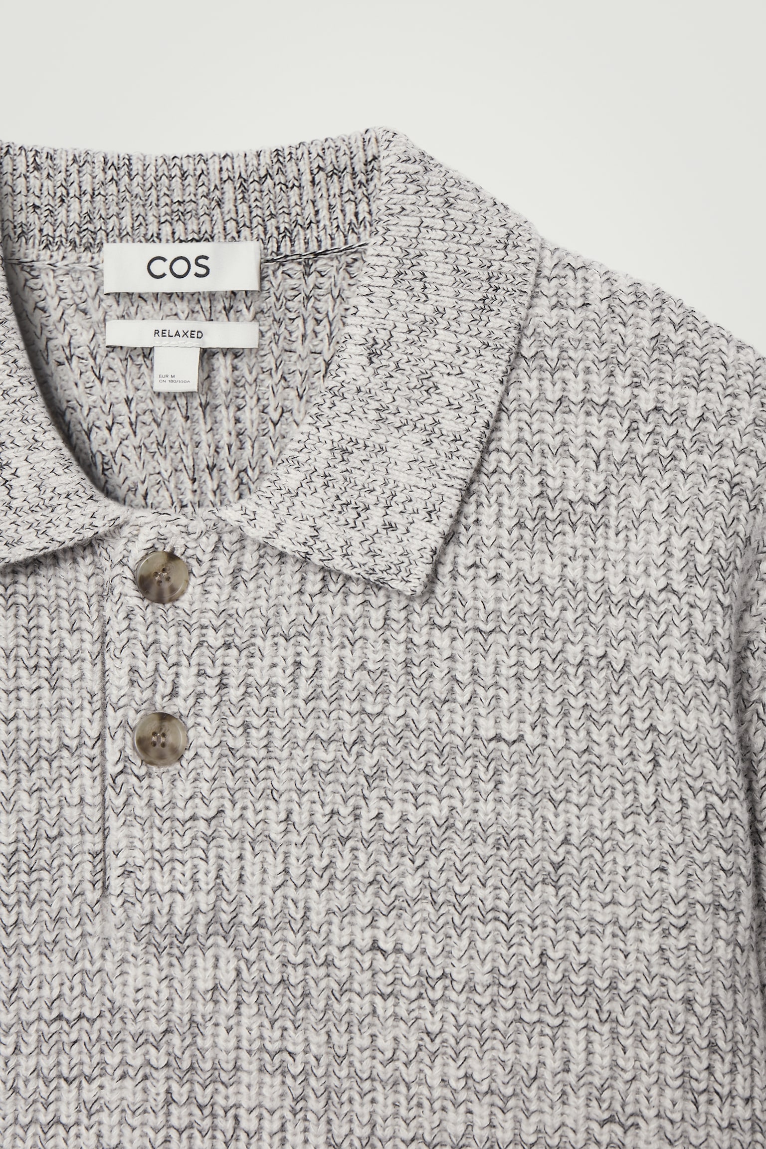 TWISTED-YARN WOOL POLO JUMPER - GREY MÉLANGE/NAVY MÉLANGE - 6