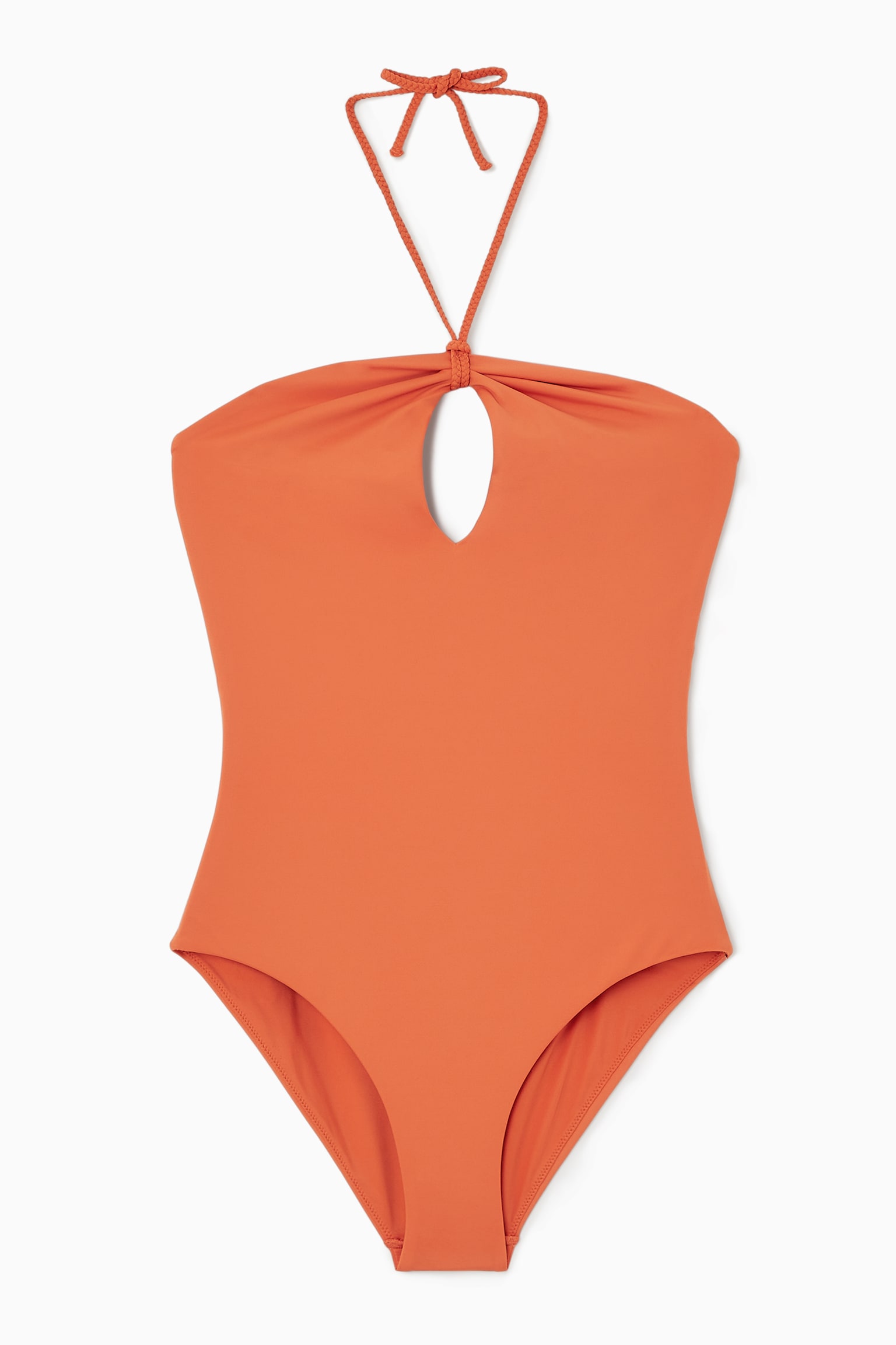 HALTERNECK CUTOUT SWIMSUIT - ORANGE/GREEN / WHITE - 2