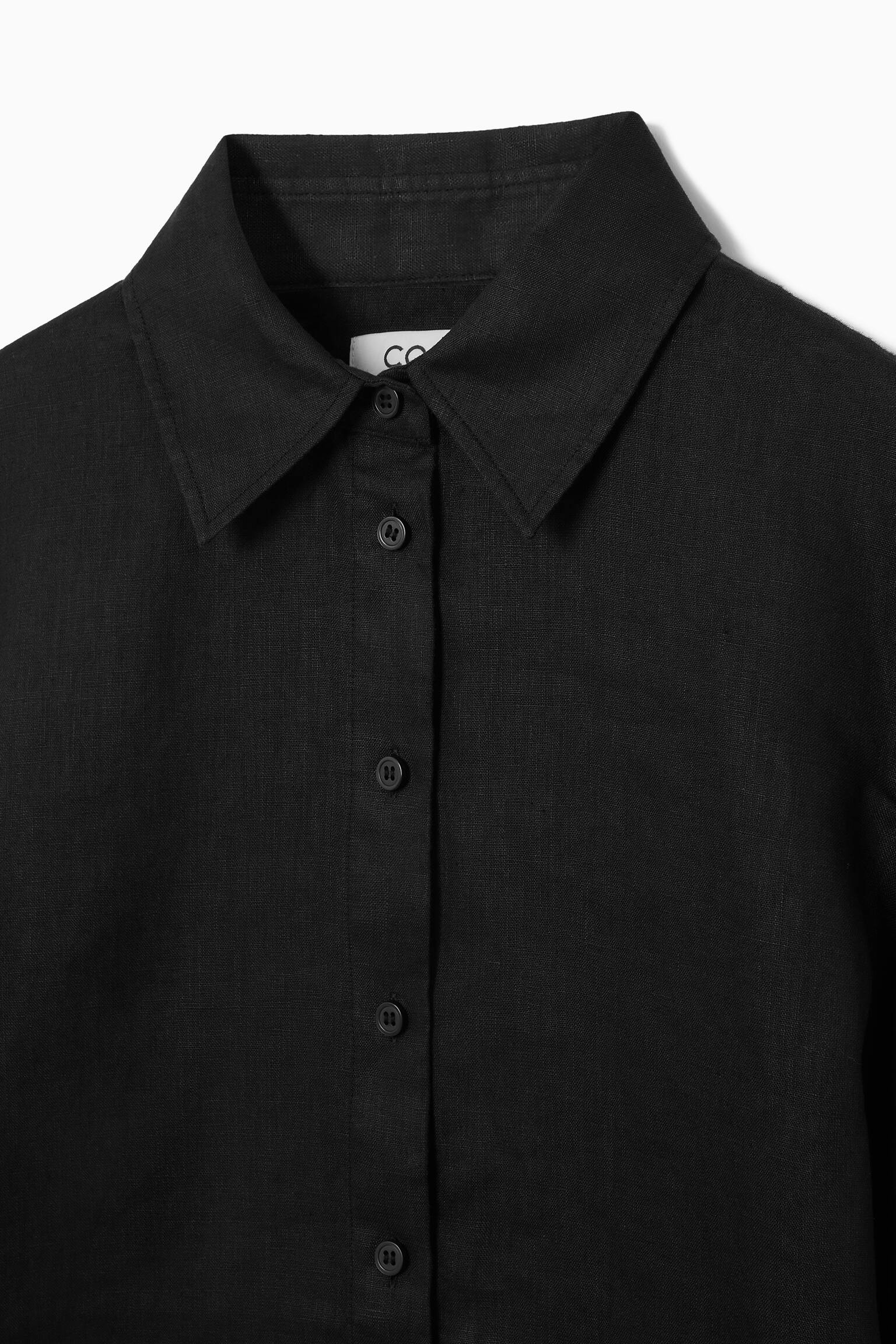 WIDE-SLEEVED LINEN SHIRT - BLACK/BROWN - 5