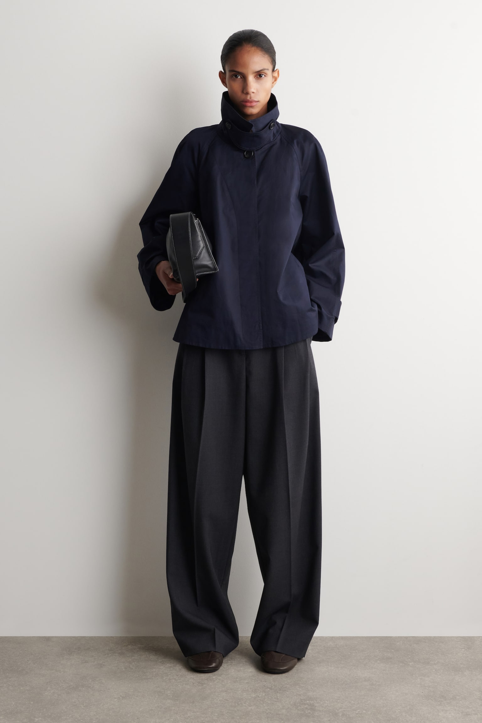 A-linjainen puuvillainen twill-takki - Laivastonsininen/Khaki - 1
