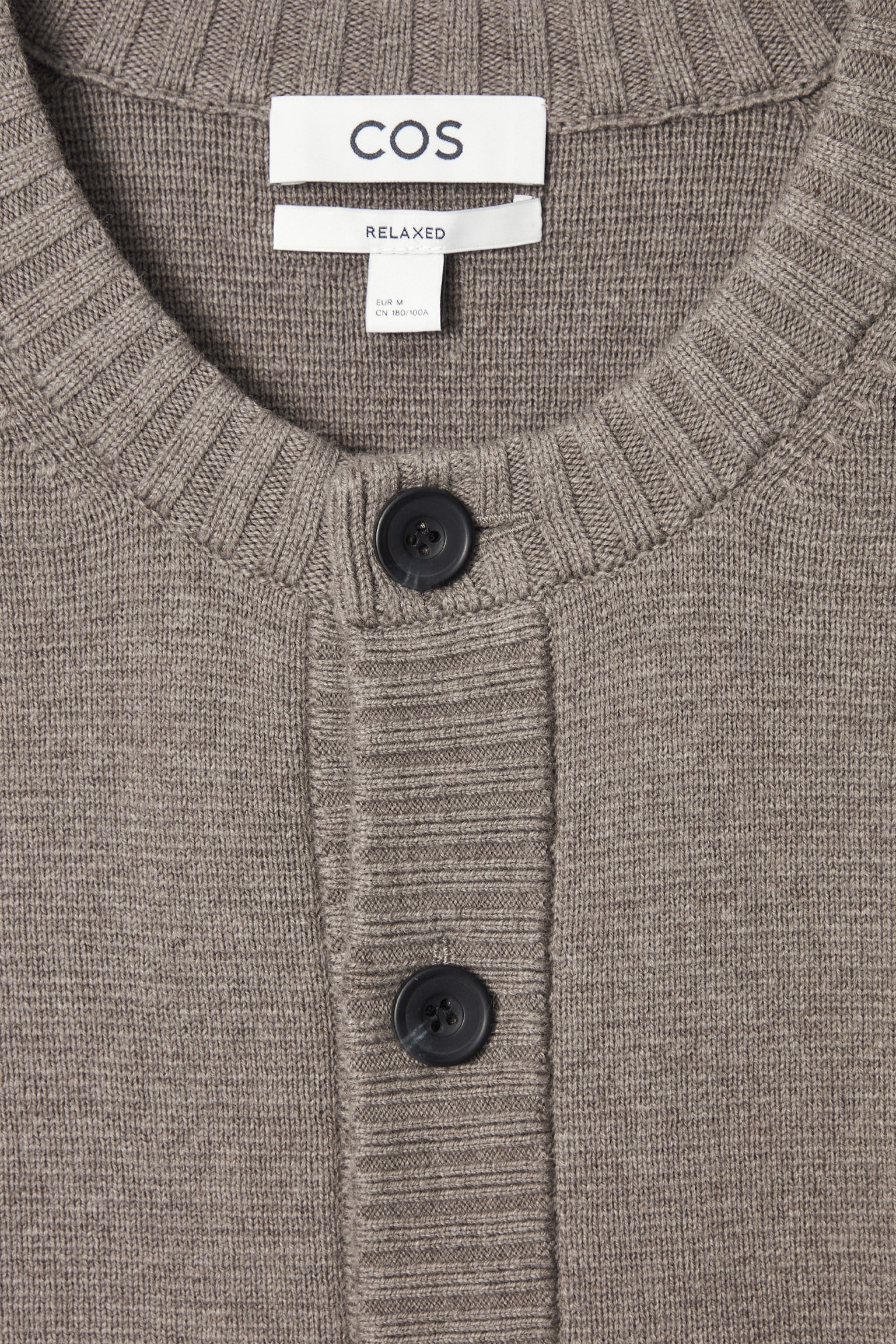 WOOL-BLEND CREW-NECK CARDIGAN - MOLE/BLACK - 10