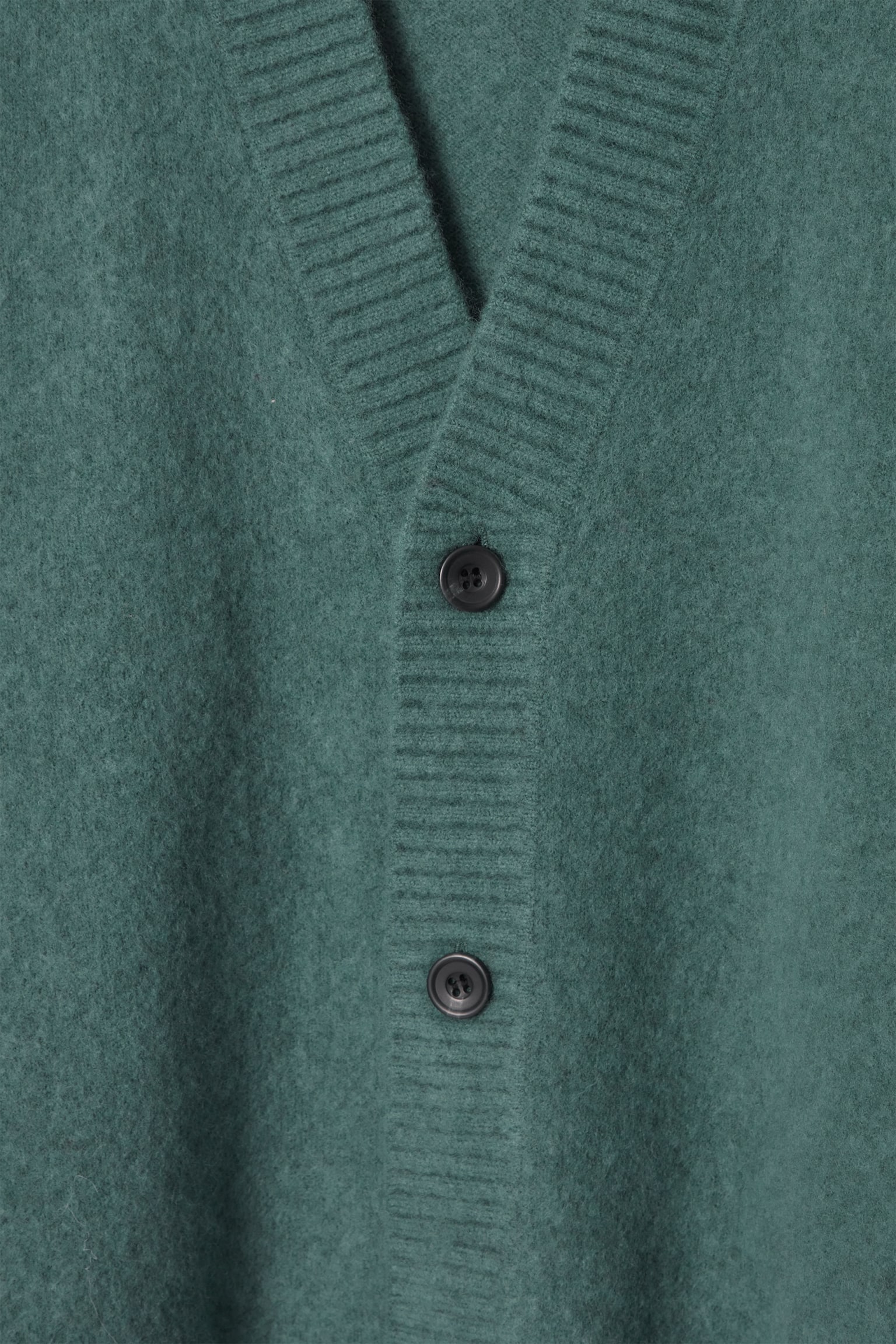 BRUSHED-WOOL V-NECK CARDIGAN - TEAL/DARK BROWN - 6