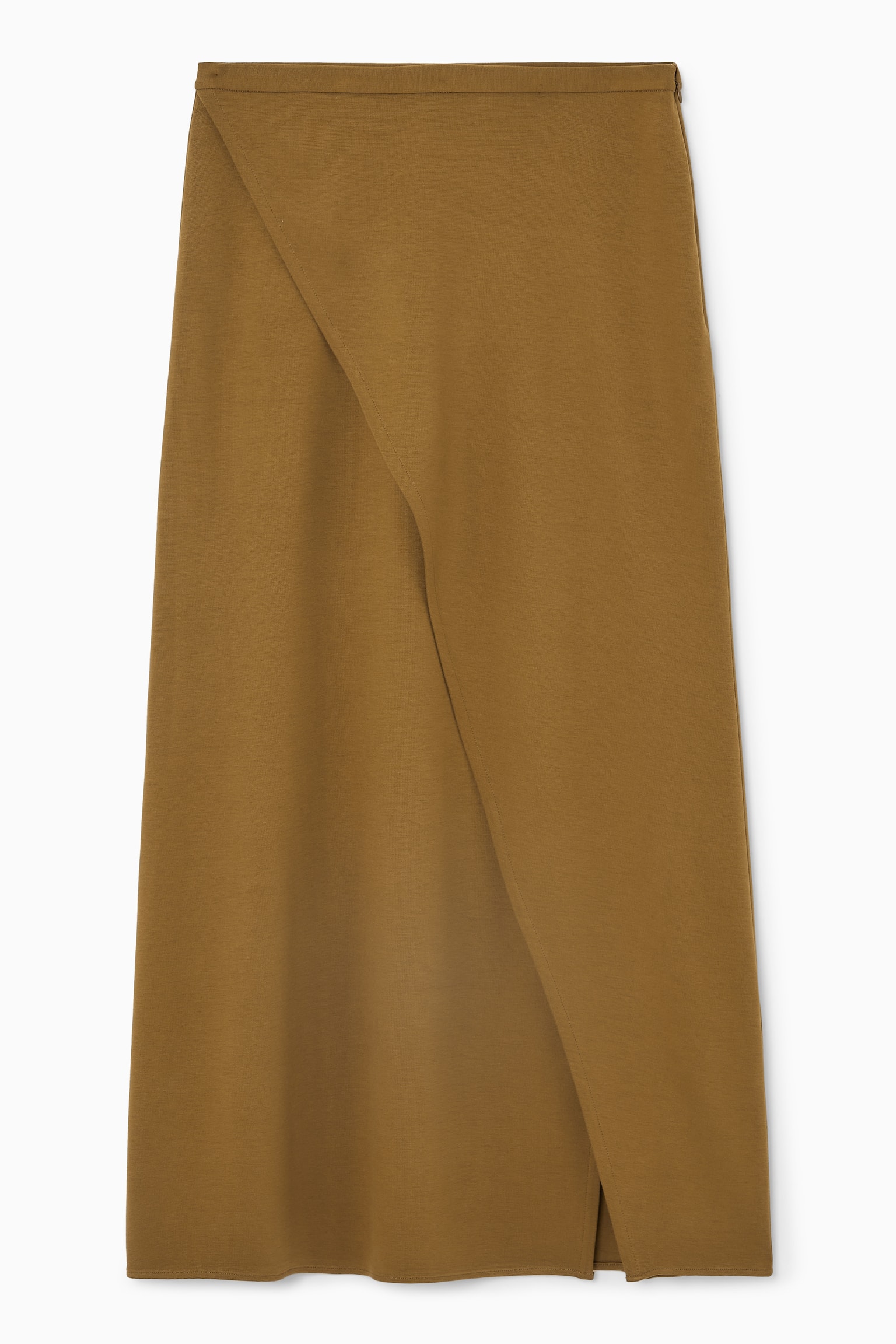 JERSEY WRAP MIDI SKIRT - OCHRE/BLACK - 2