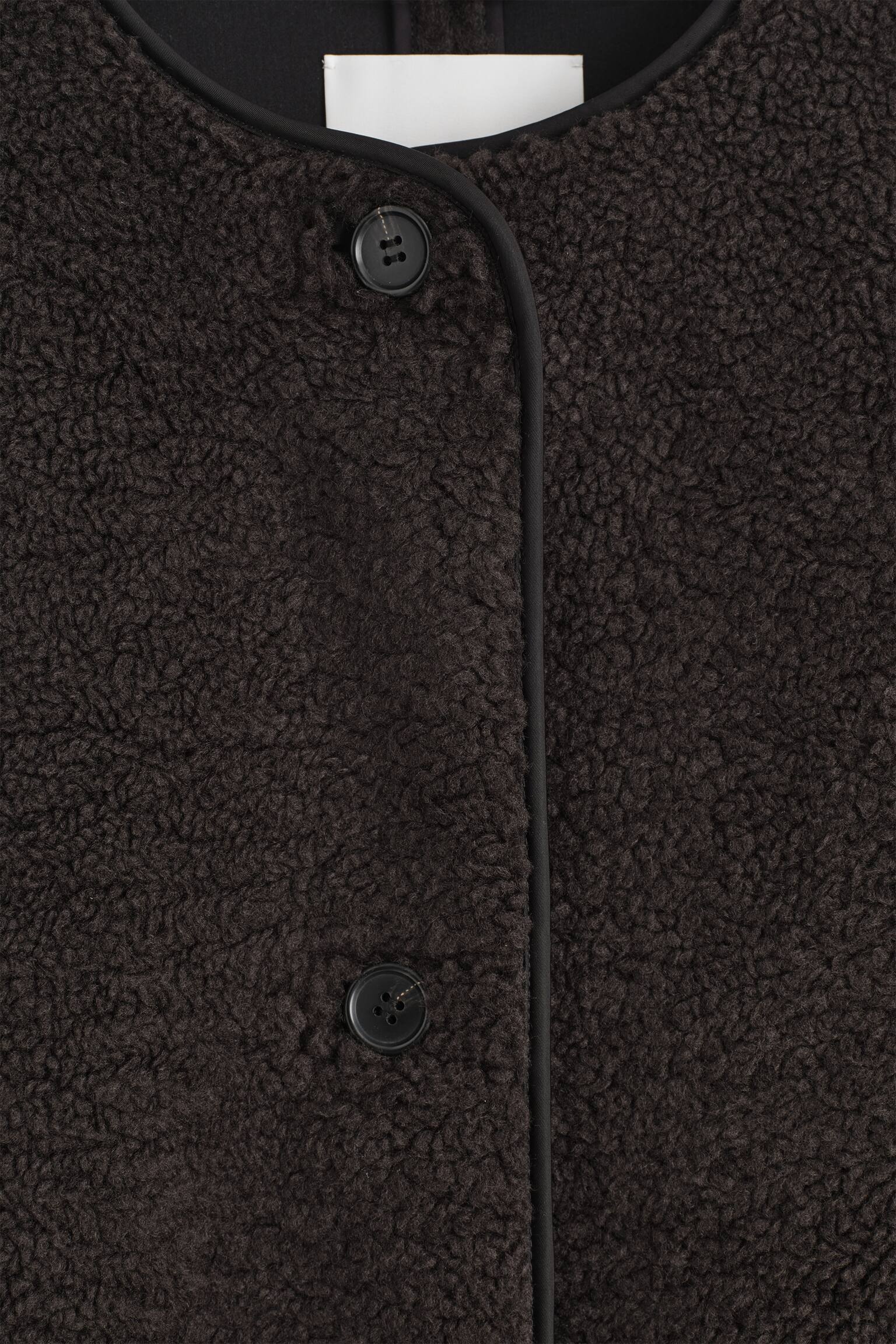 LONGLINE TEDDY JACKET - MØRKEBRUN/ECRU - 6