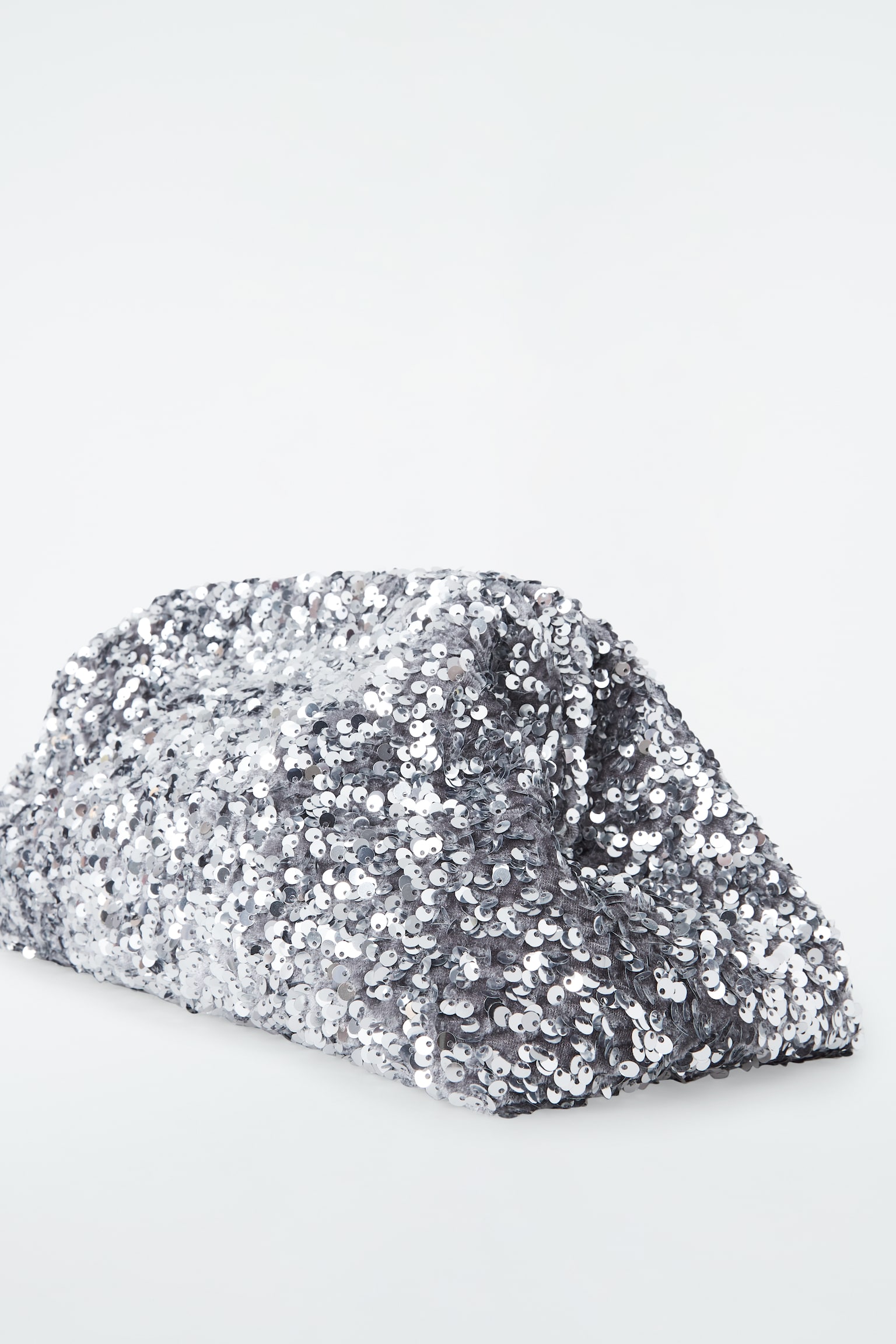 OVERSIZED SEQUINNED FRAMED CLUTCH - SILVER/CHOCOLATE - 6