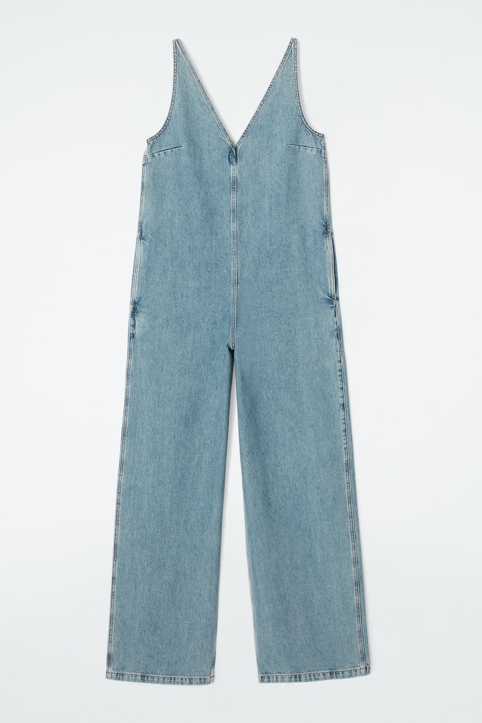 V-NECK DENIM JUMPSUIT - LIGHT BLUE - 2