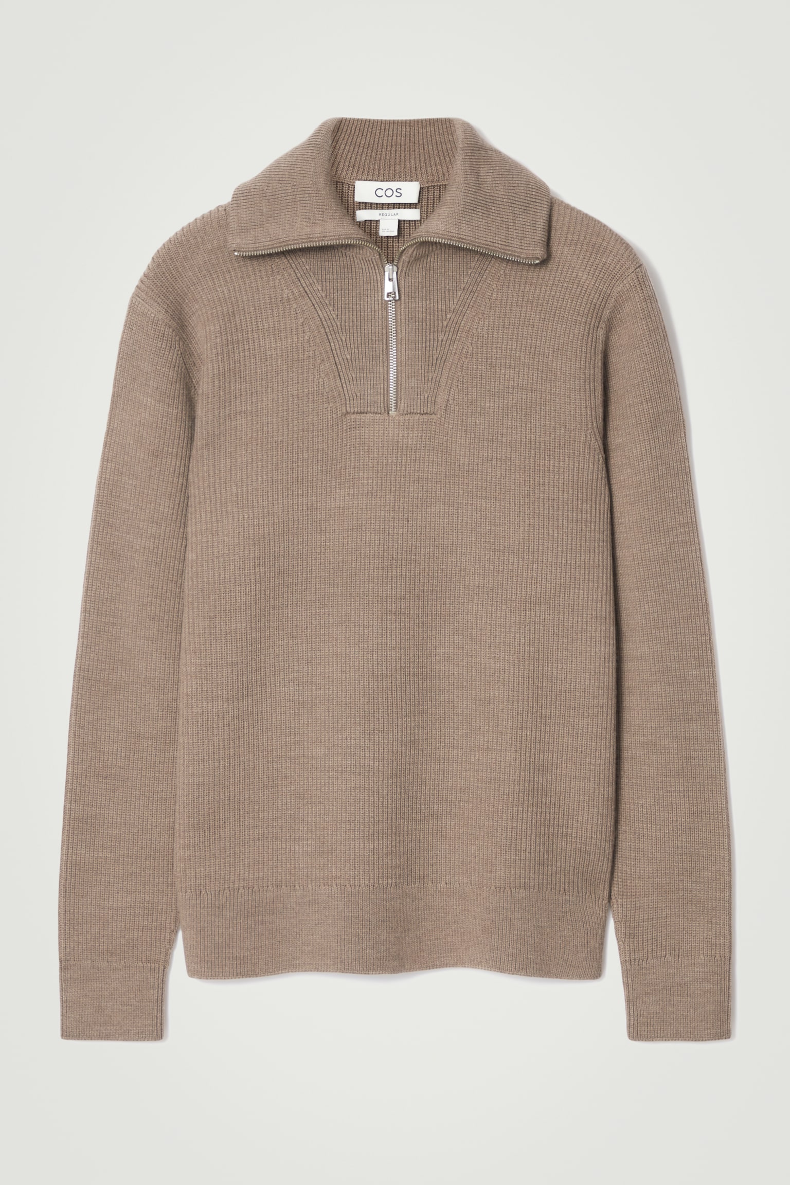 MERINO WOOL HALF-ZIP JUMPER - BEIGE/BLACK / CREAM / STRIPED/DARK GREY - 2