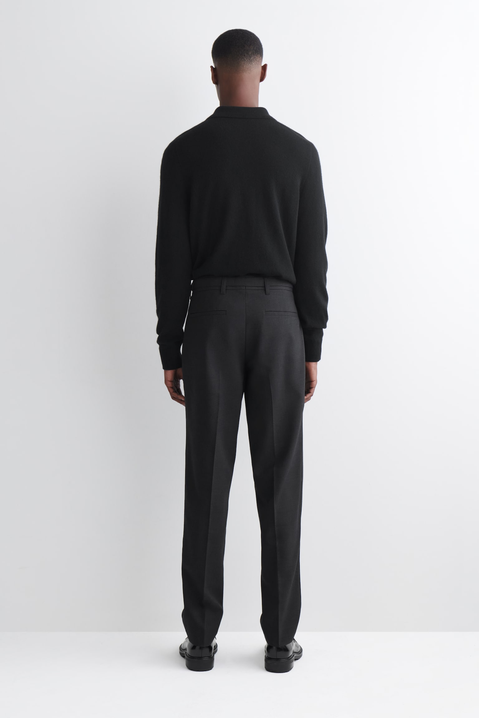 Smale bukser i ullblanding med belte - GRÅ/Mørkebrun - 7