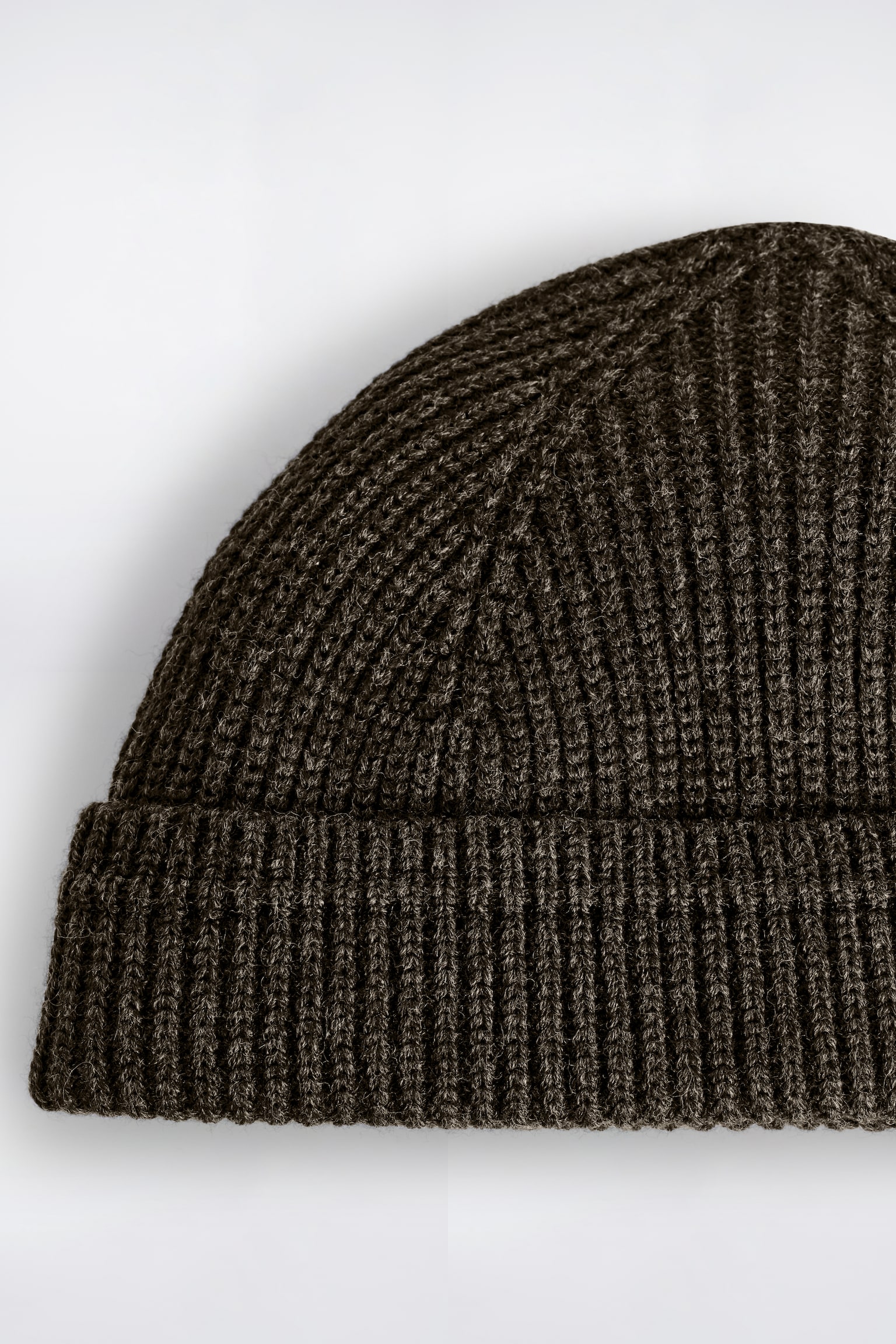 Ribbet uld-bomuld fiskerhue - MELERET KOKSGRÅ - 5