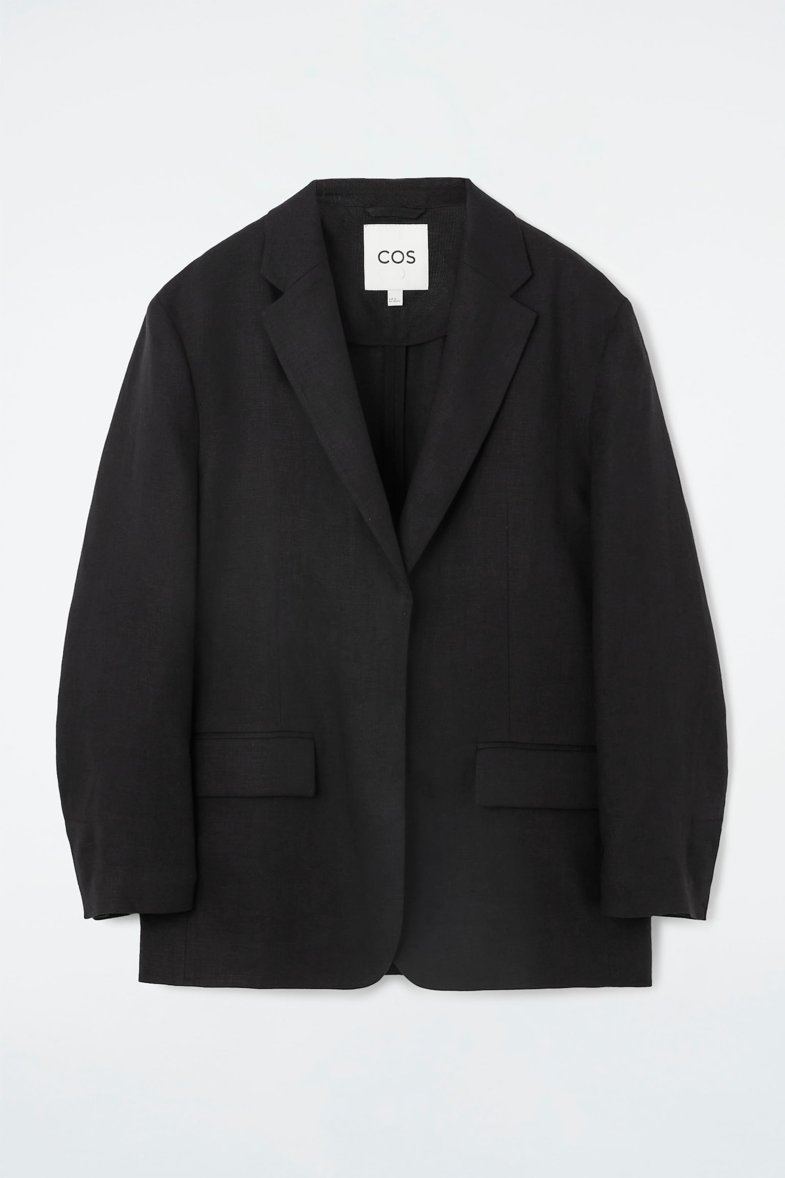 RELAXED SINGLE-BREASTED LINEN BLAZER - BLACK - 2