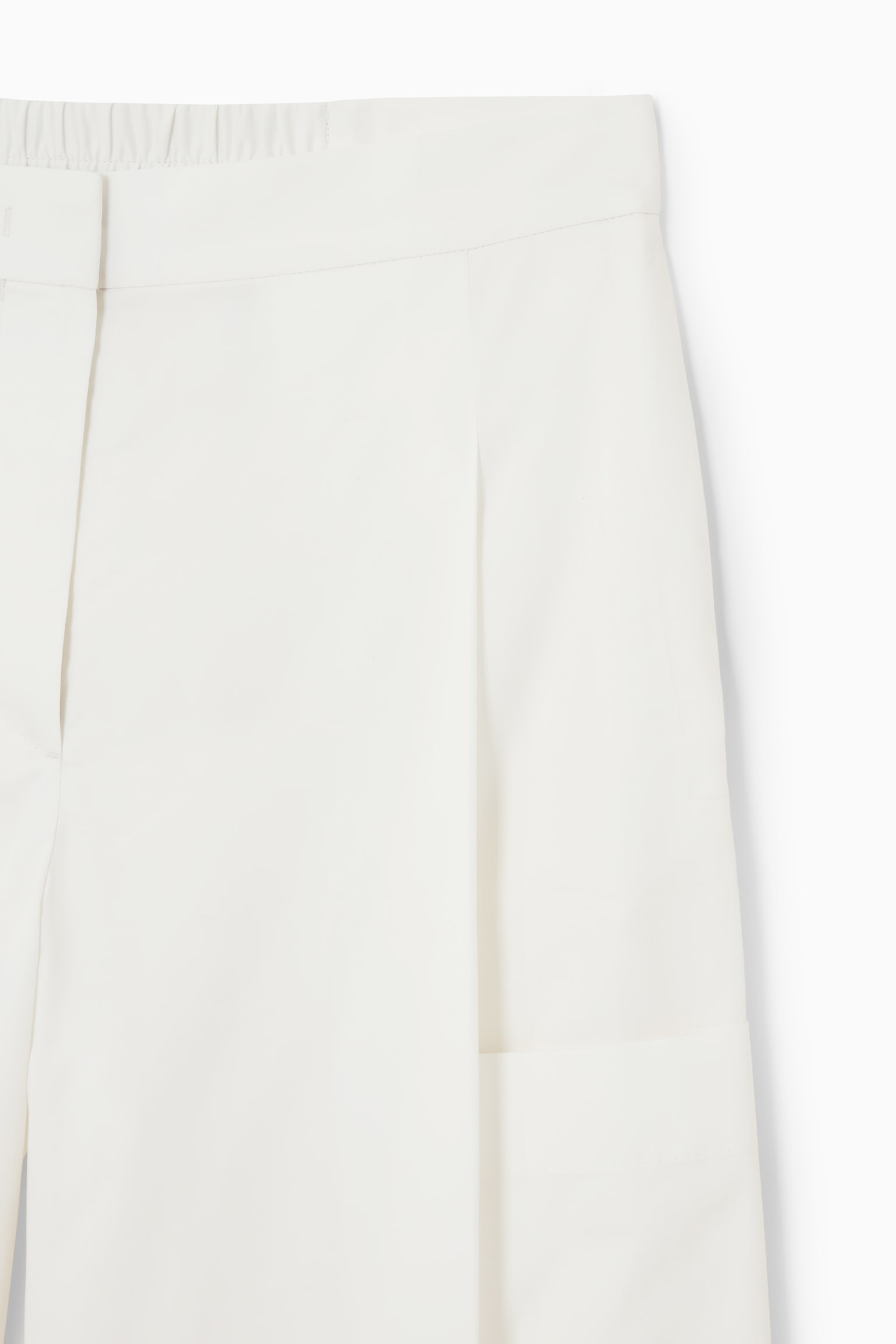 ELASTICATED PLEATED CULOTTES - WHITE/BLACK - 3