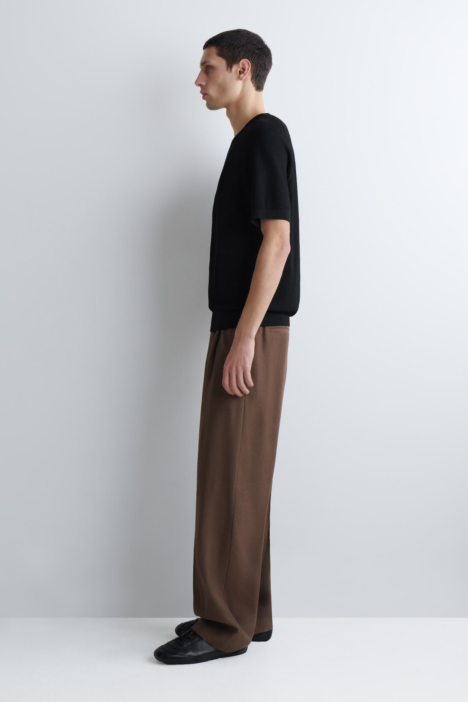 STRICK-T-SHIRT AUS DOUBLEFACE-MATERIAL - SCHWARZ - 8