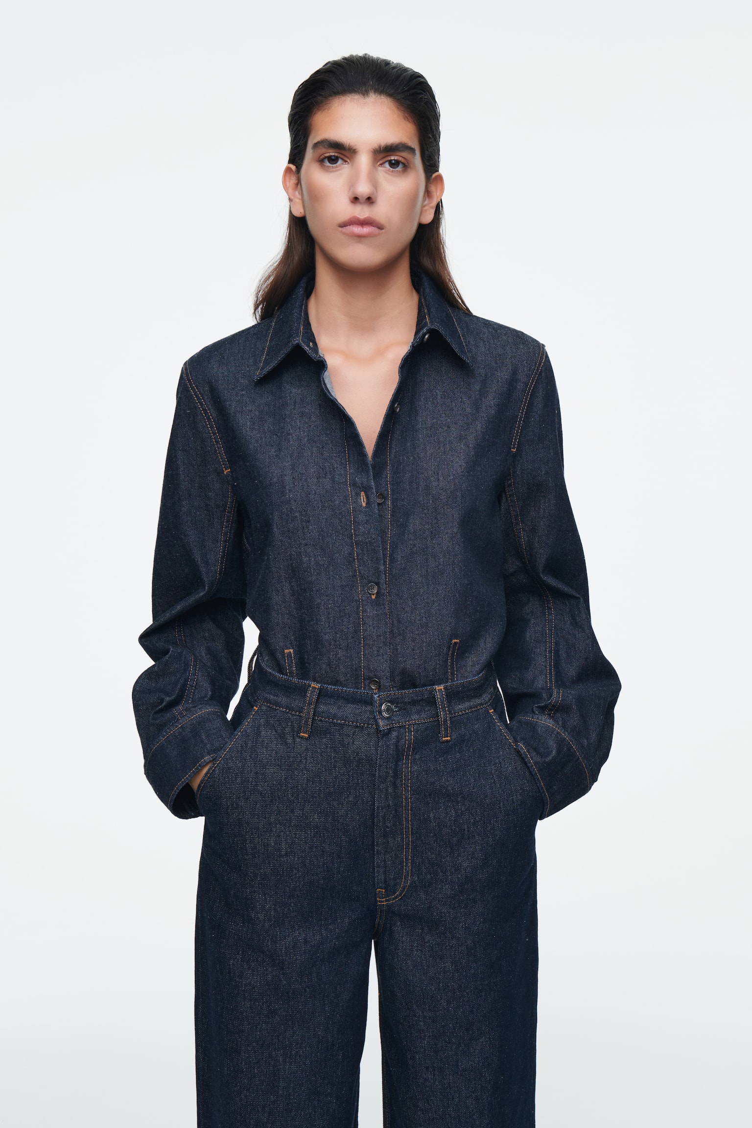 OVERSIZED DENIM SHIRT - INDIGO - 1