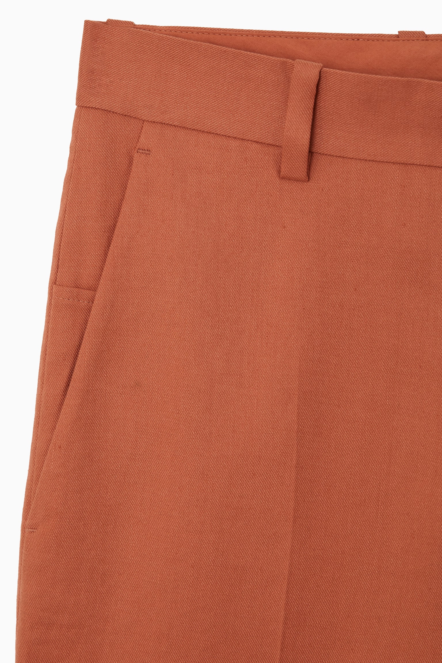 RELAXED LINEN WIDE-LEG TROUSERS - TERRACOTTA - 9