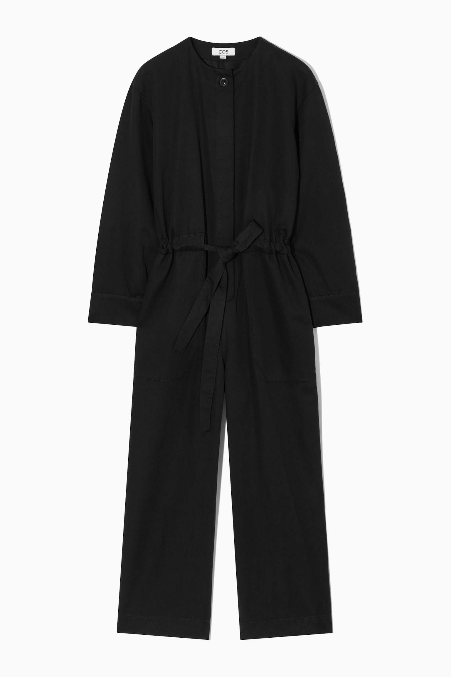 DRAWSTRING-WAIST JUMPSUIT - BLACK - 1