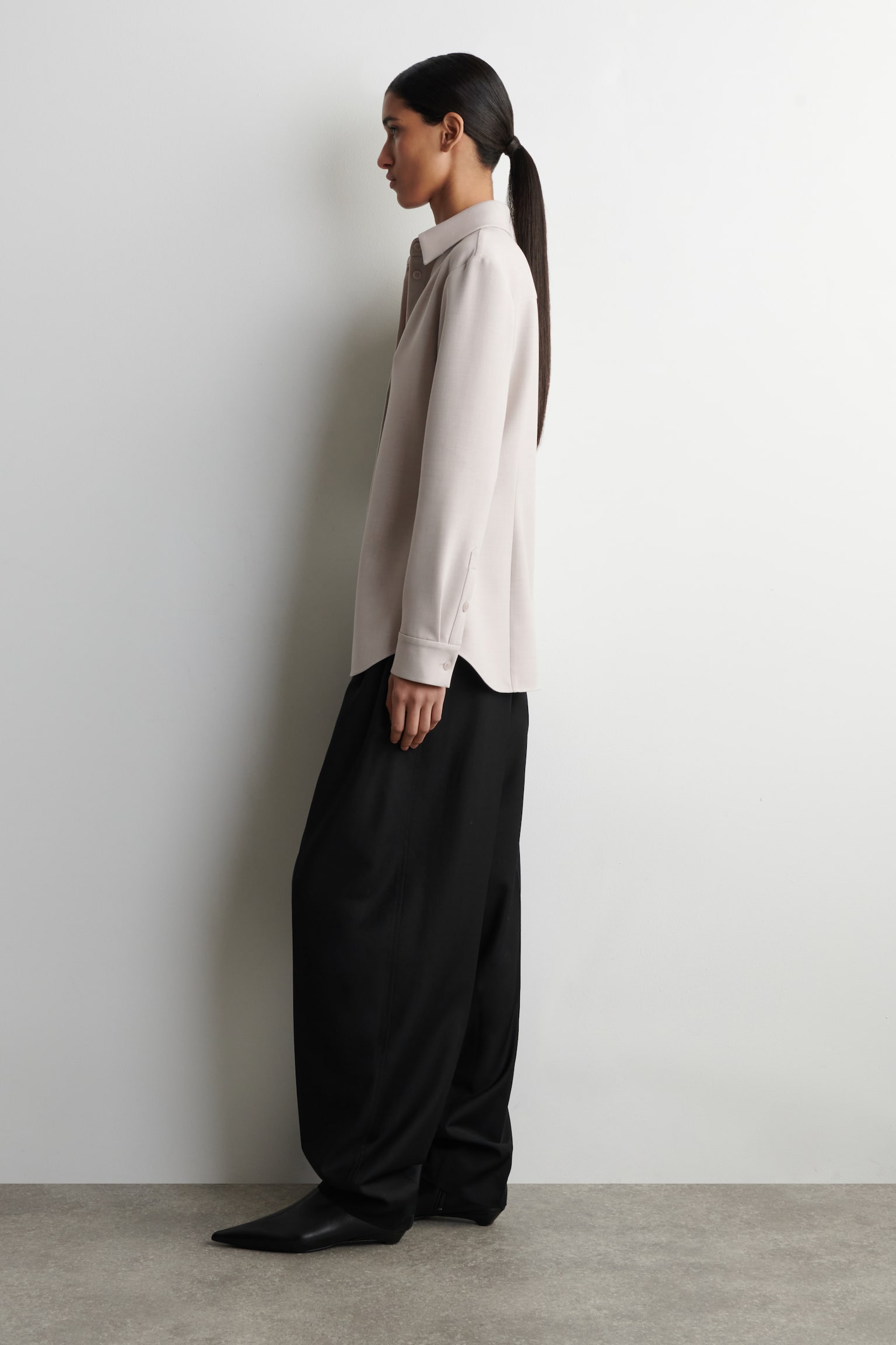 Smal, skulpturert skjorte - Lys grå - 5