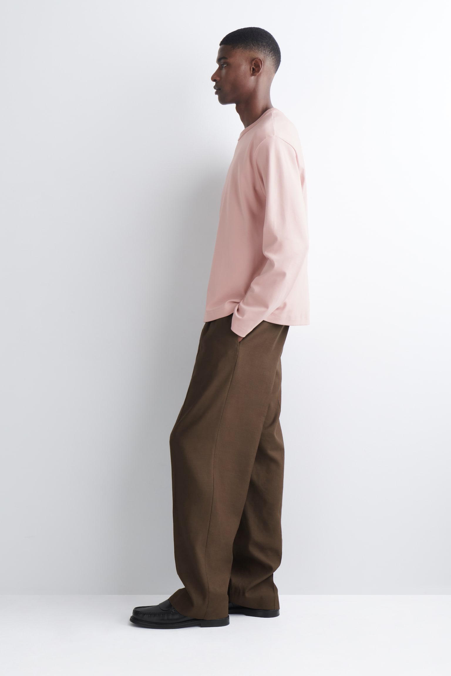 LÅNGÄRMAD T-SHIRT I JERSEY INTERLOCK - LJUSROSA/VIT/SVART/SVART/RANDIG - 6