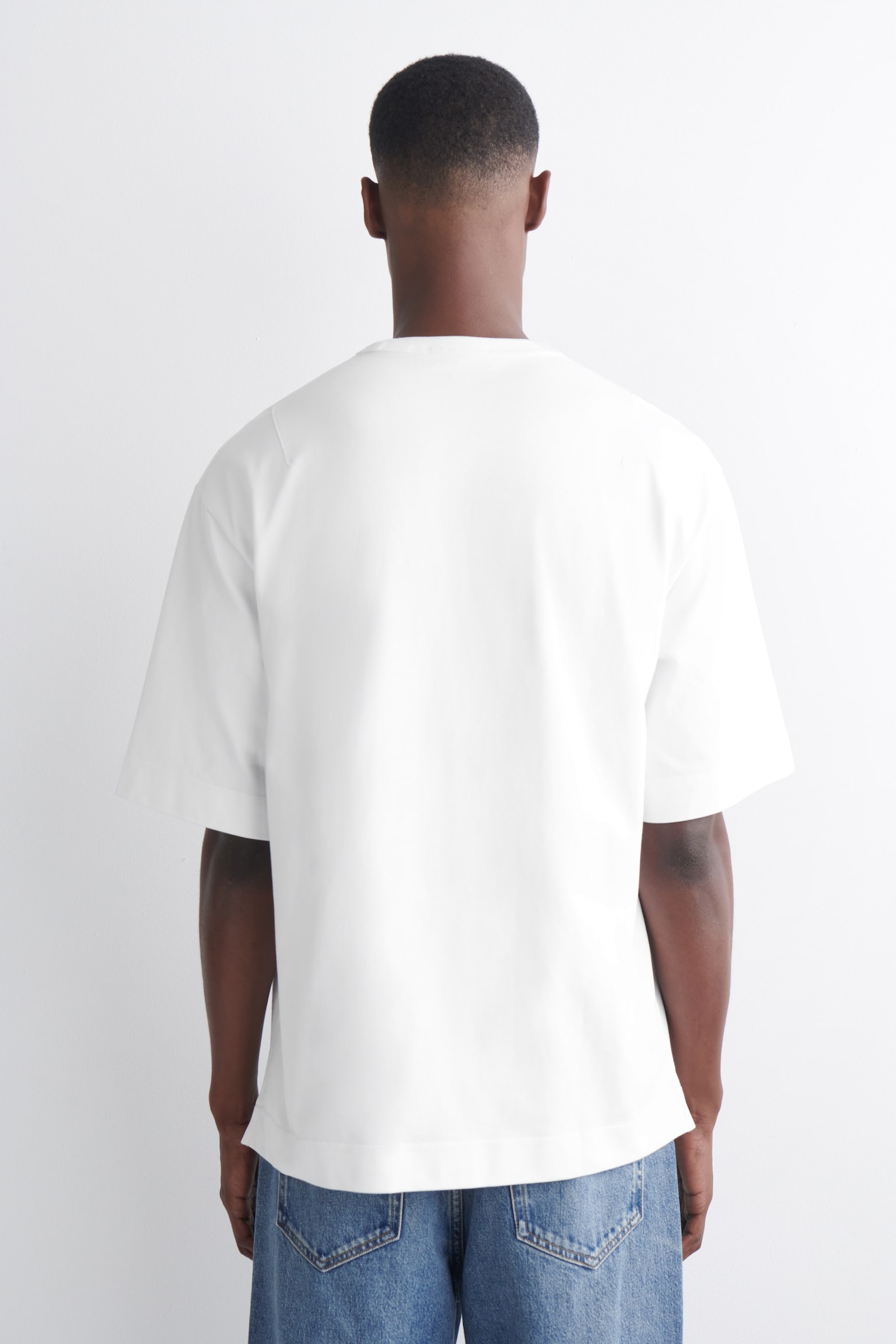 Oversized T-shirt van zwaar katoen - WIT/Lichtblauw - 7