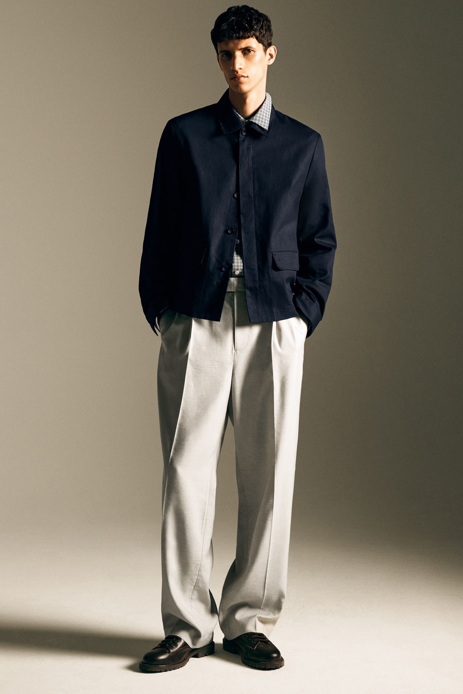 LOCKERE HEMDJACKE AUS BAUMWOLL-LEINEN-MIX - NAVYBLAU/BEIGE - 9