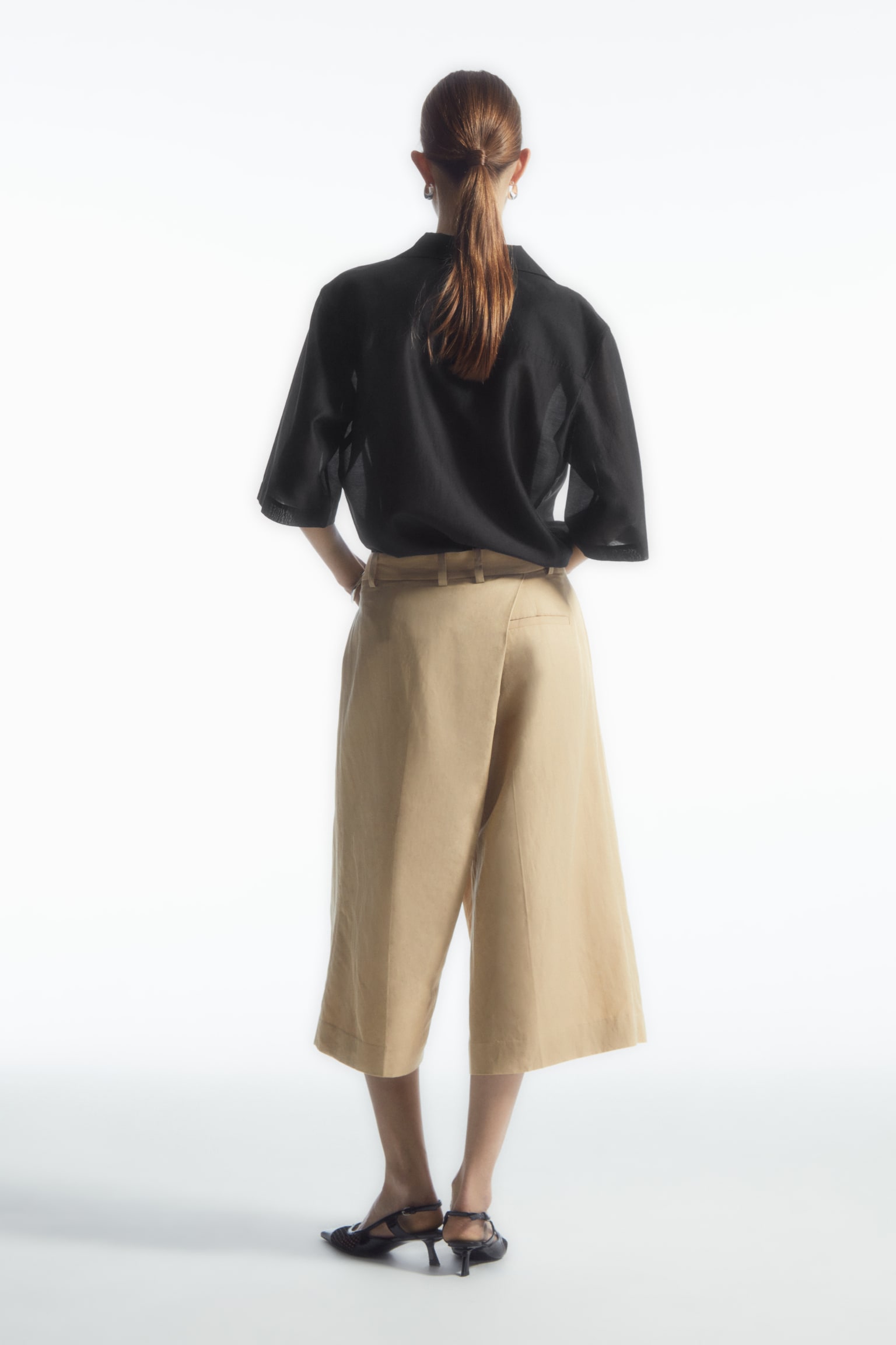 WRAP-FRONT CULOTTES - BEIGE/BLACK - 5