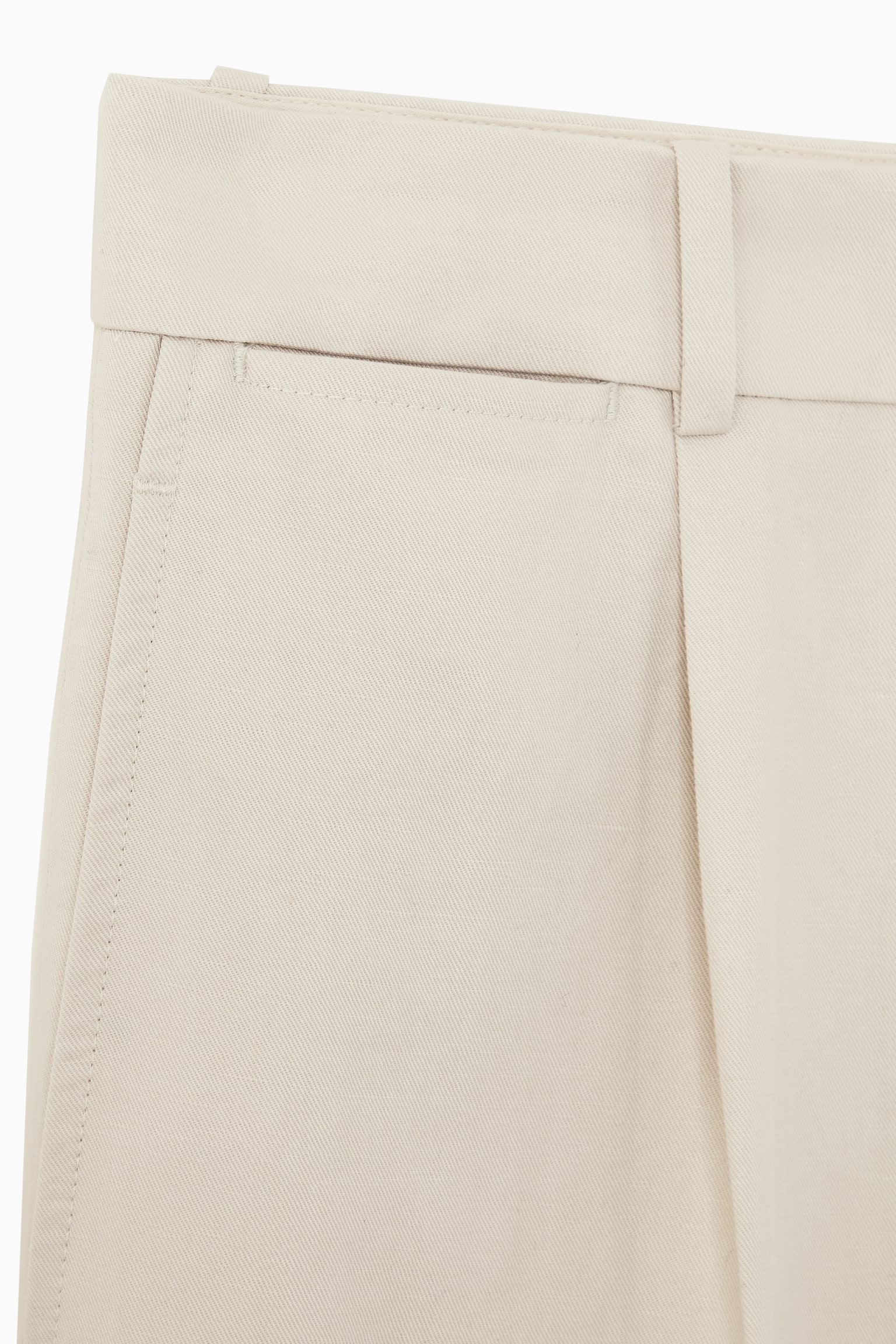 RELAXED PLEATED LINEN STRAIGHT-LEG TROUSERS - LIGHT BEIGE/BLACK/GREEN - 8