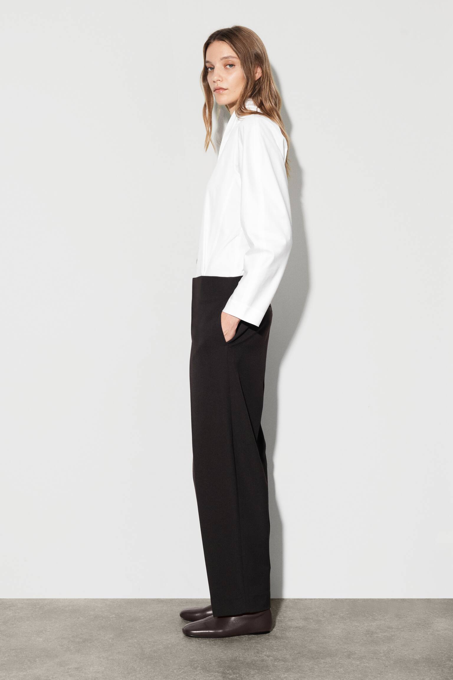 WOL-MIX BROEK MET TONBROEK-PIJP - DONKERBRUIN - 8