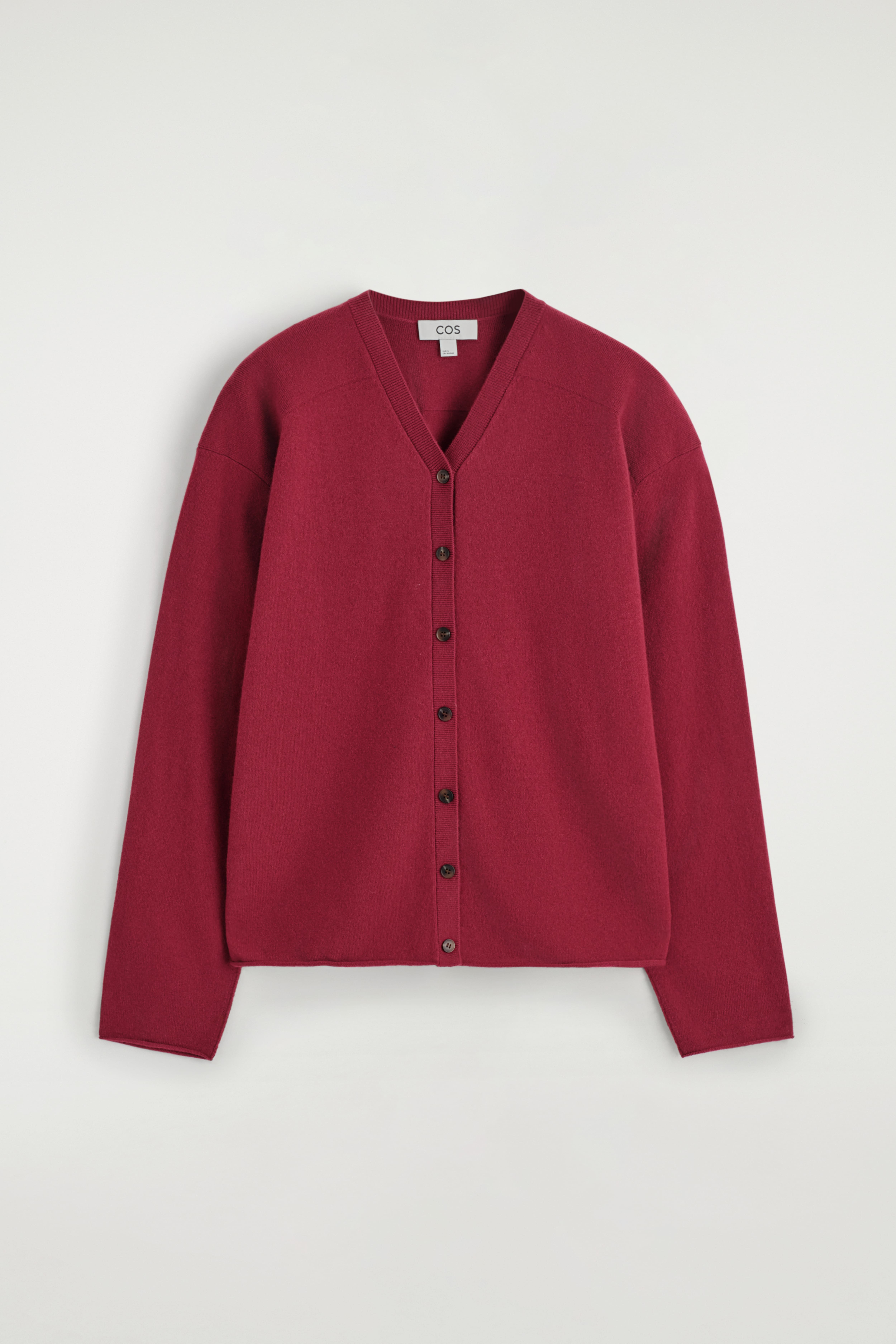 CARDIGAN CON SCOLLO A V IN LANA MERINO - ROSSO/BEIGE MÉLANGE/MARRONE SCURO