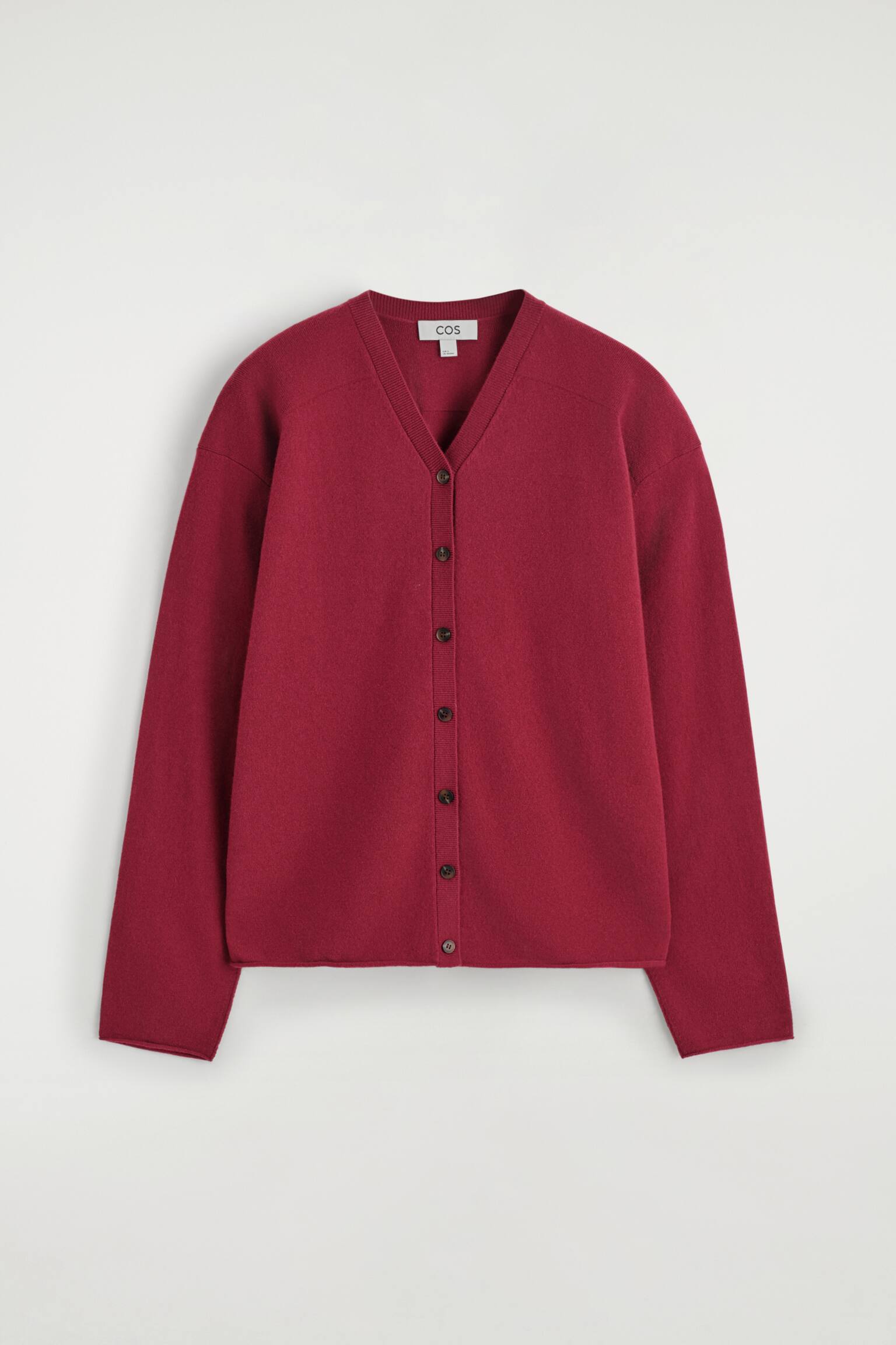 CARDIGAN CON SCOLLO A V IN LANA MERINO - ROSSO/MARRONE SCURO/BEIGE MÉLANGE - 2