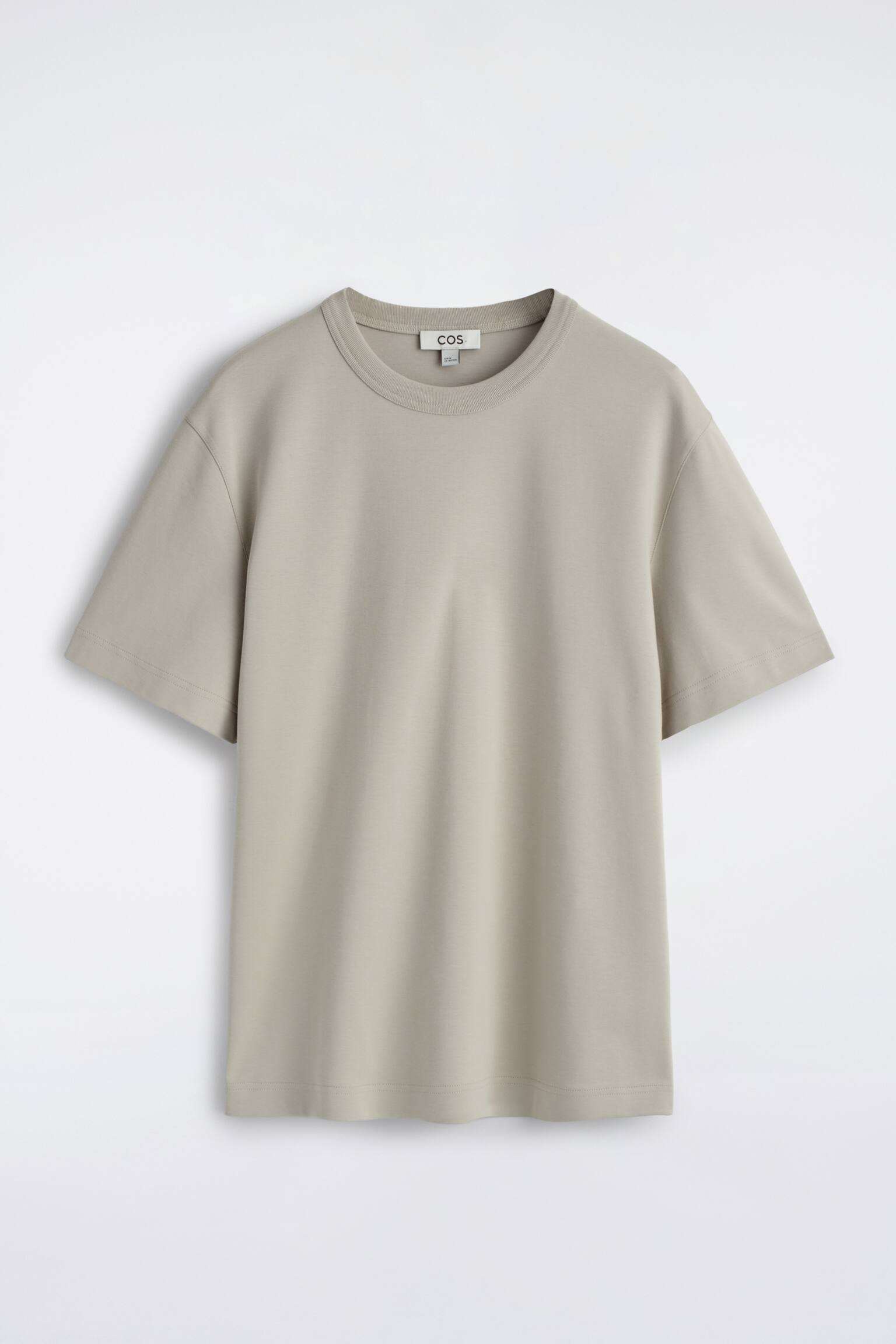 BAWEŁNIANY T-SHIRT Z OKRĄGŁYM DEKOLTEM - JASNOSZARY/GRANATOWY/GRANATOWY/BIAŁY/PASKI/CZARNY/BIAŁY - 1