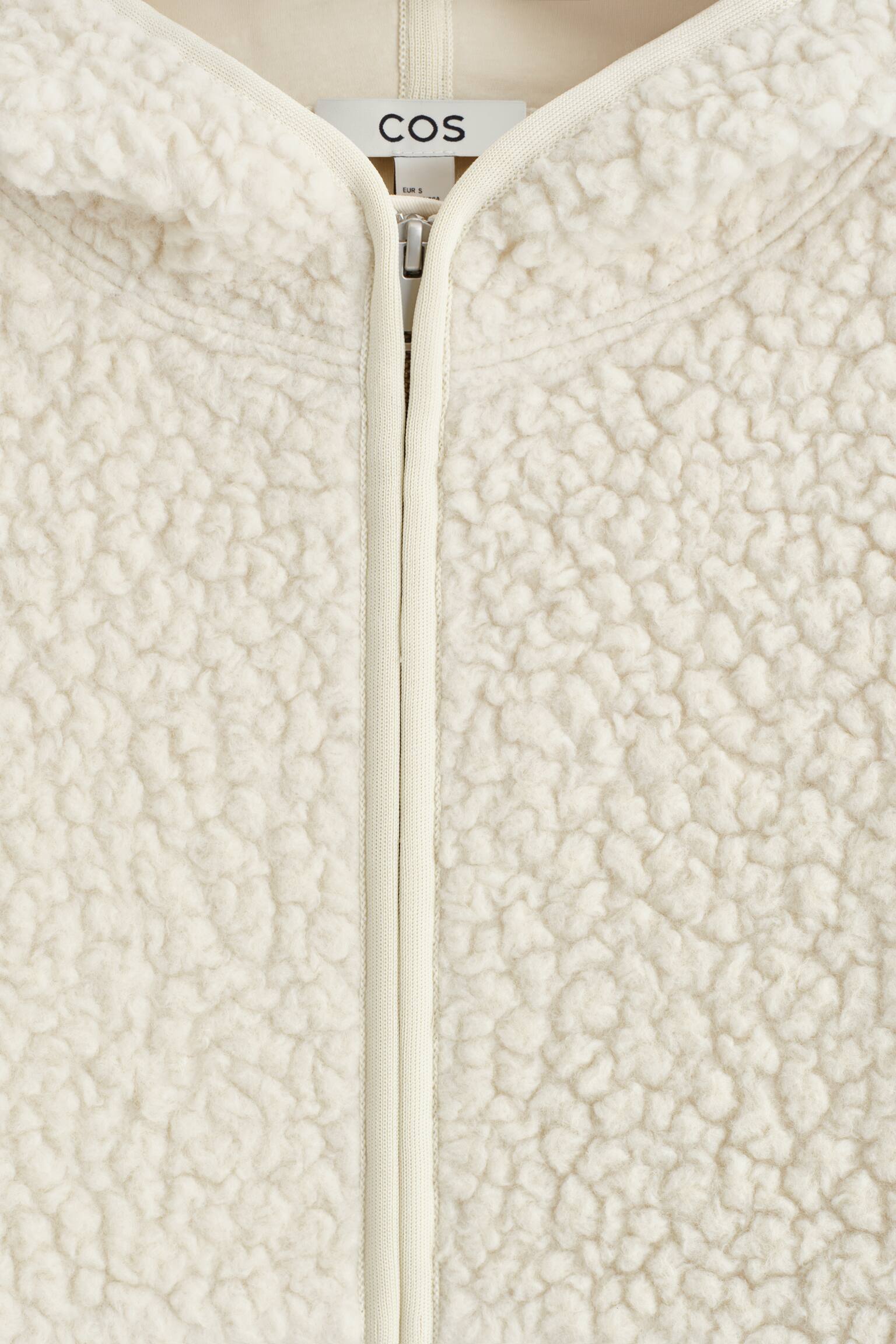 HOODED TEDDY JACKET - CREAM - 6