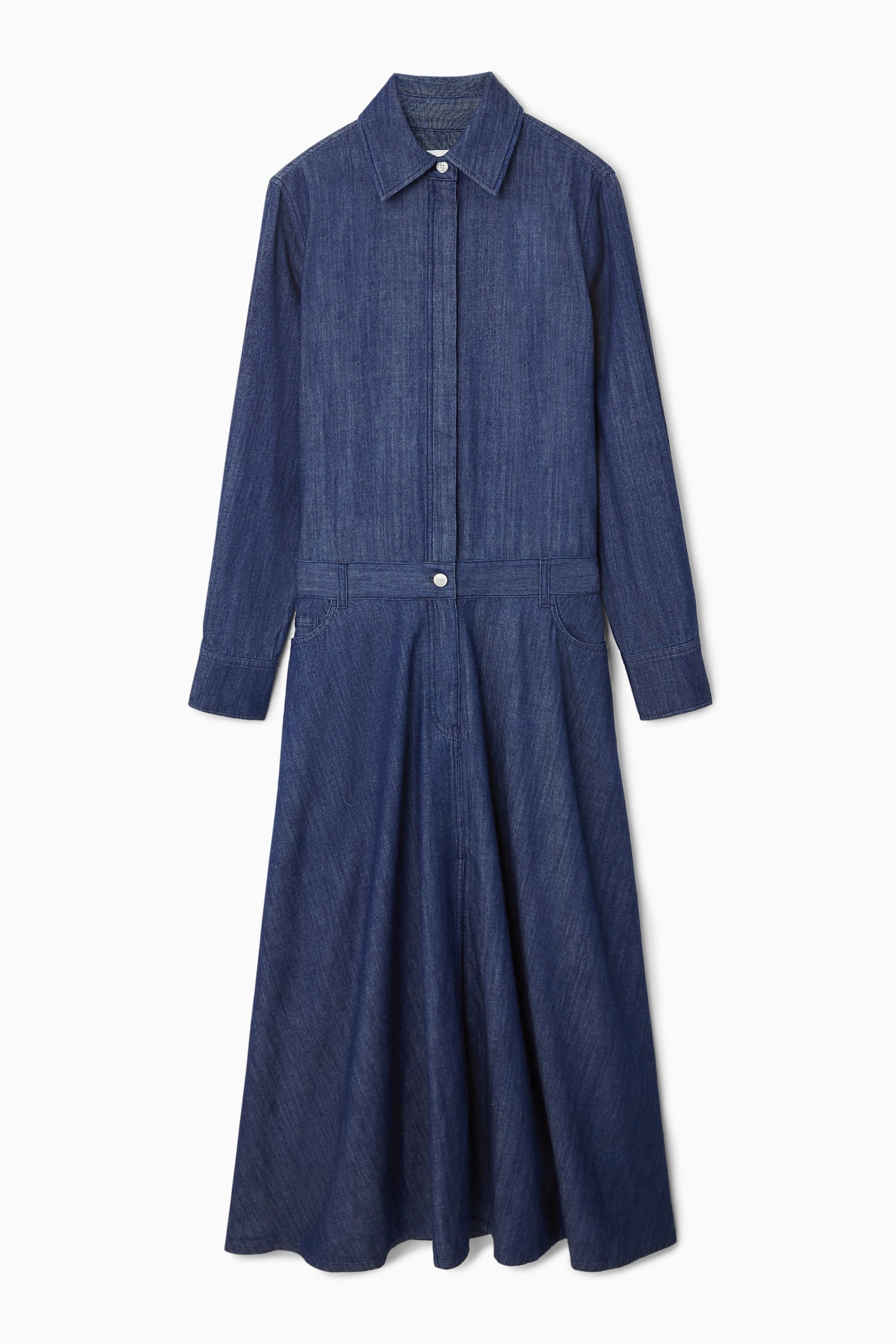 DENIM MIDI SHIRT DRESS - INDIGO/DARK BLUE - 2