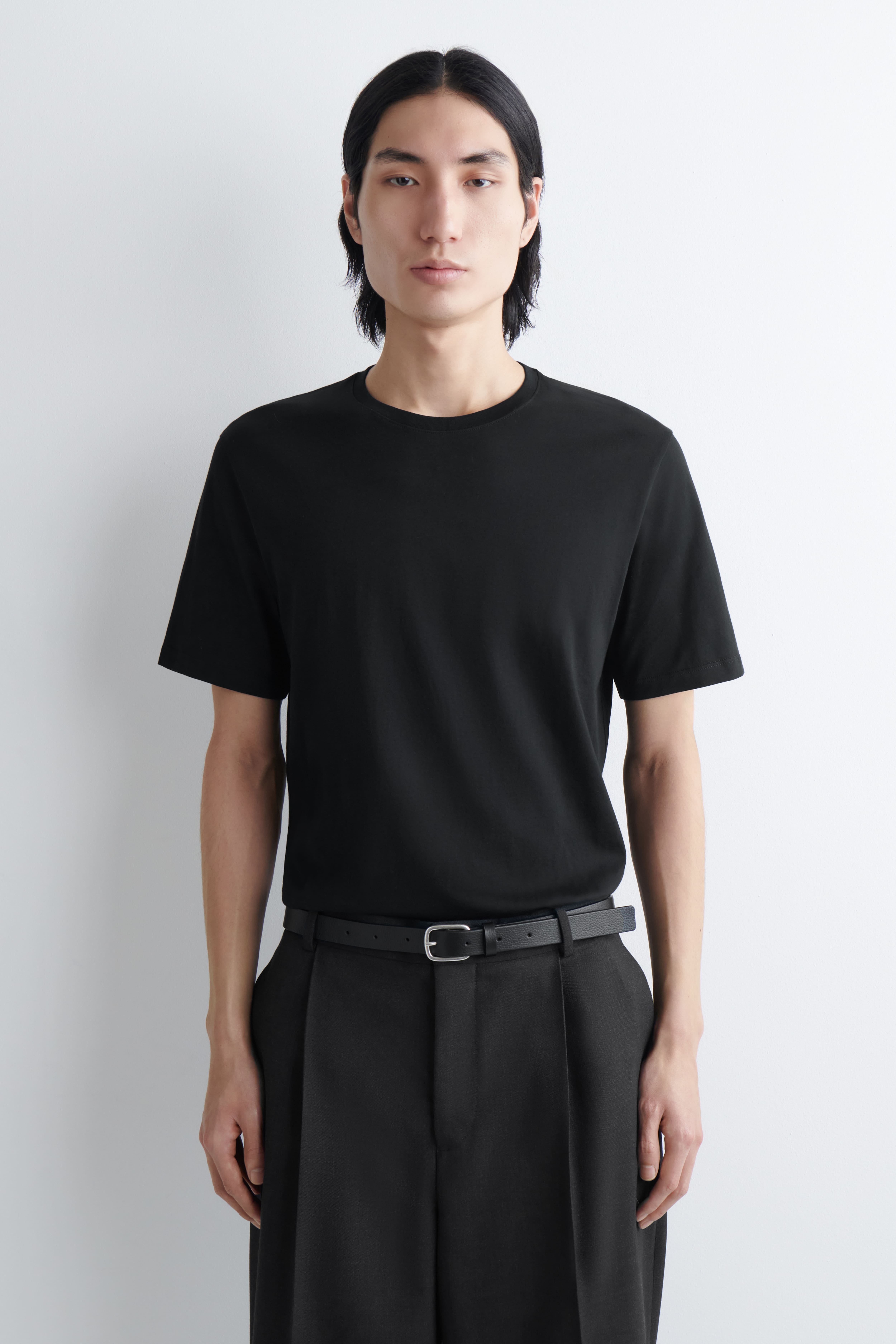 LOT DE 3 T-SHIRTS À COL ROND EN COTON - NOIR/BLANC/BLEU MARINE / BLANC / GRIS/MARINE / ROUGE FONCÉ / VERT