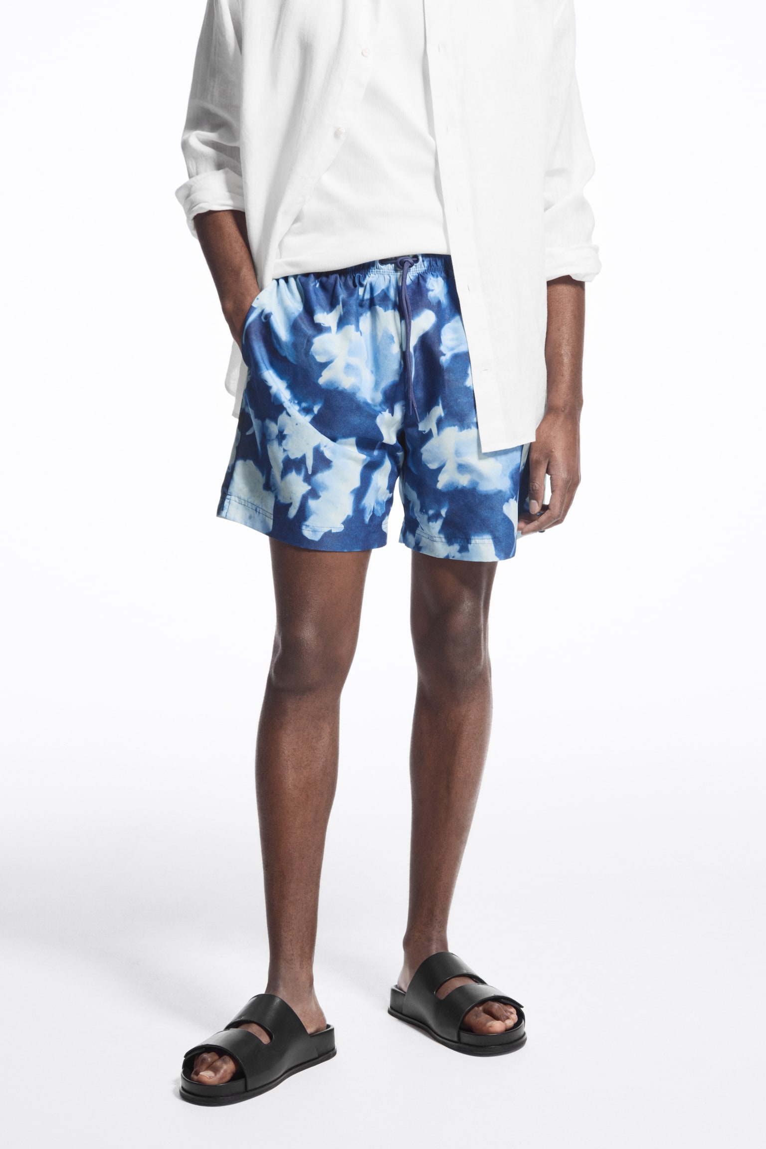 PRINTED DRAWSTRING SWIM SHORTS - BLUE / FLORAL/GREY / ANIMAL PRINT - 3