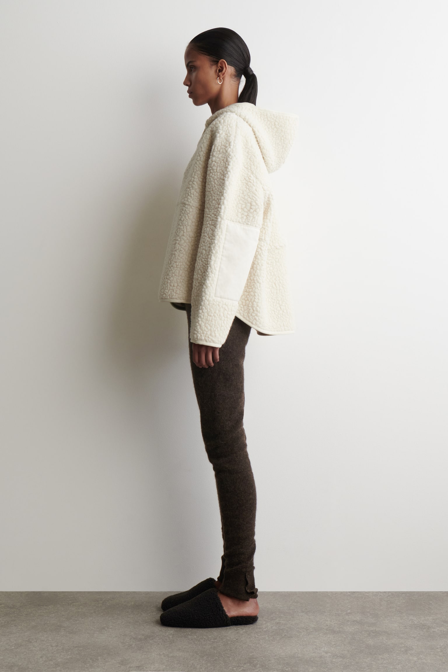 HOODED TEDDY JACKET - CREAM - 4
