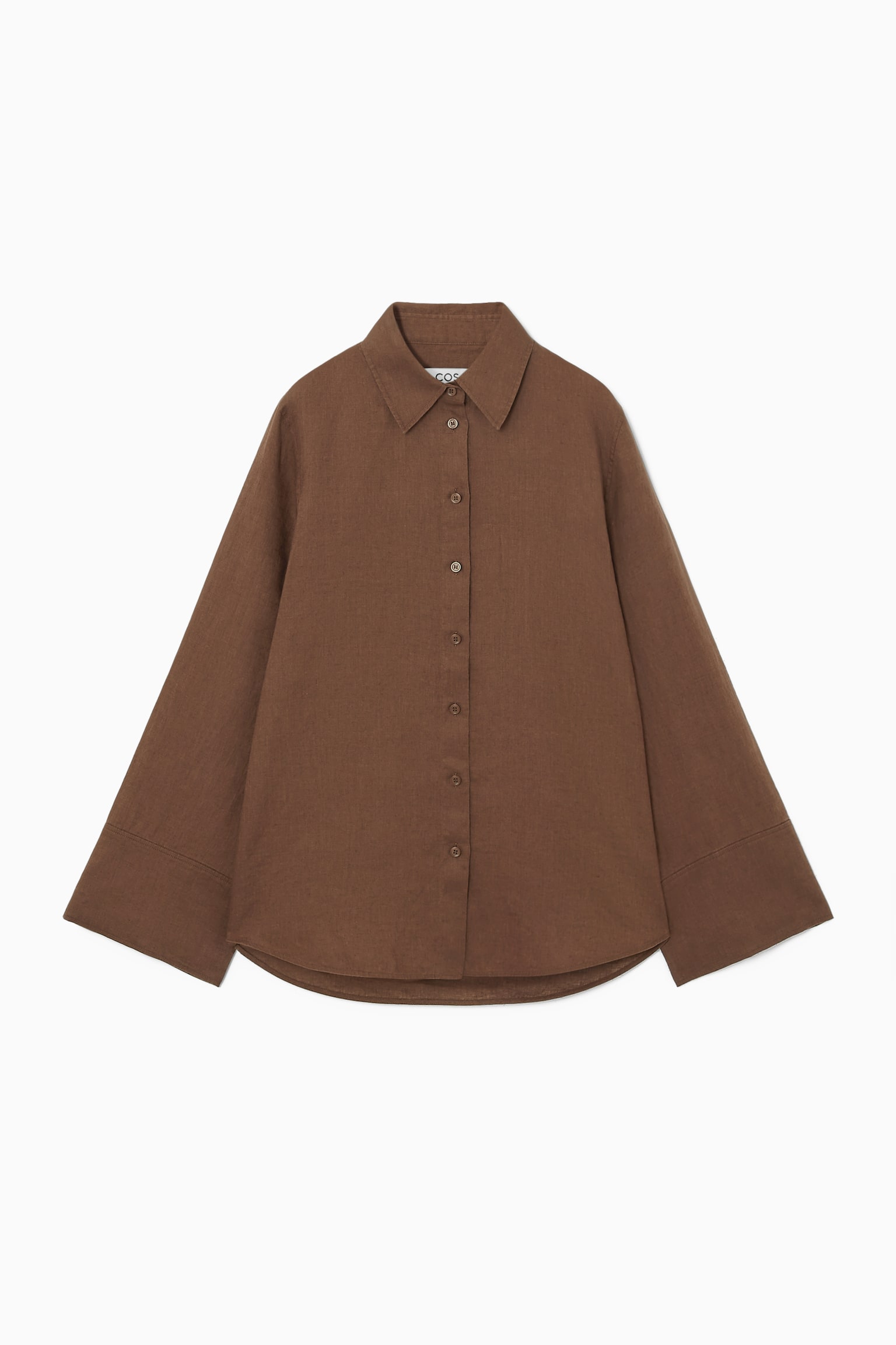 WIDE-SLEEVED LINEN SHIRT - BROWN/BLACK - 2