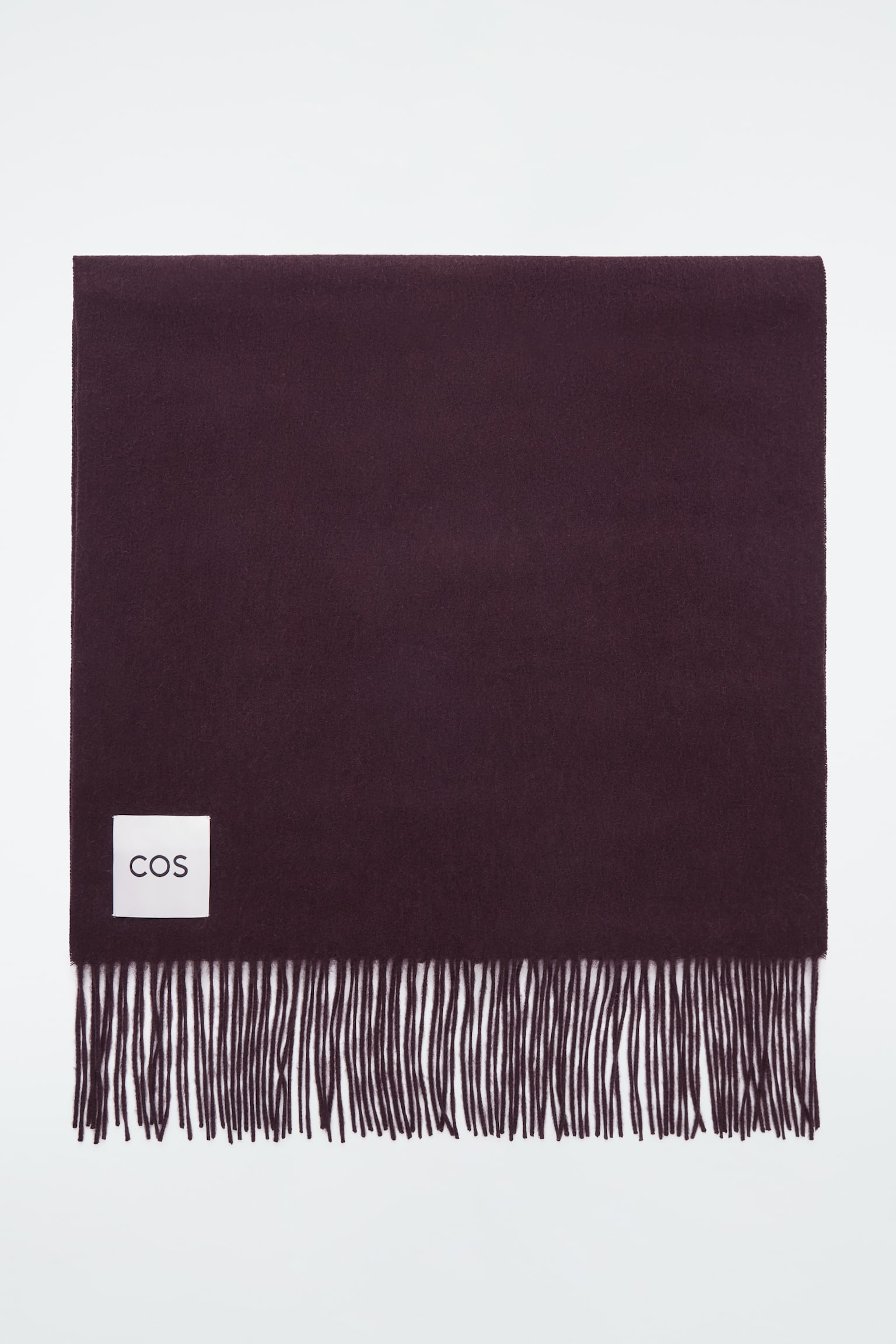 FRINGED WOOL SCARF - BORDEAUX/GREY - 2