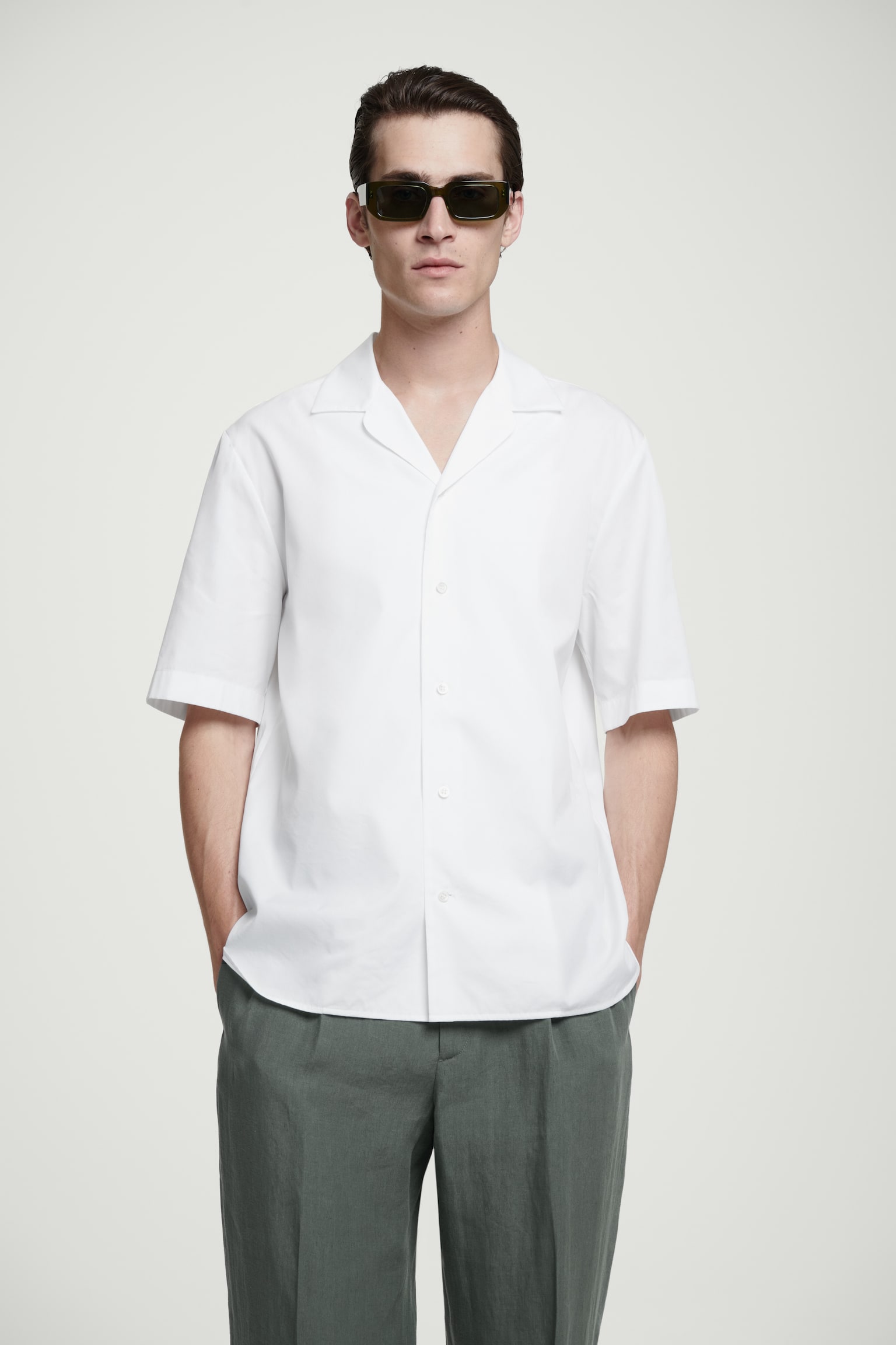 RELAXED SILK-BLEND SHORT-SLEEVE SHIRT - OFF-WHITE - 1