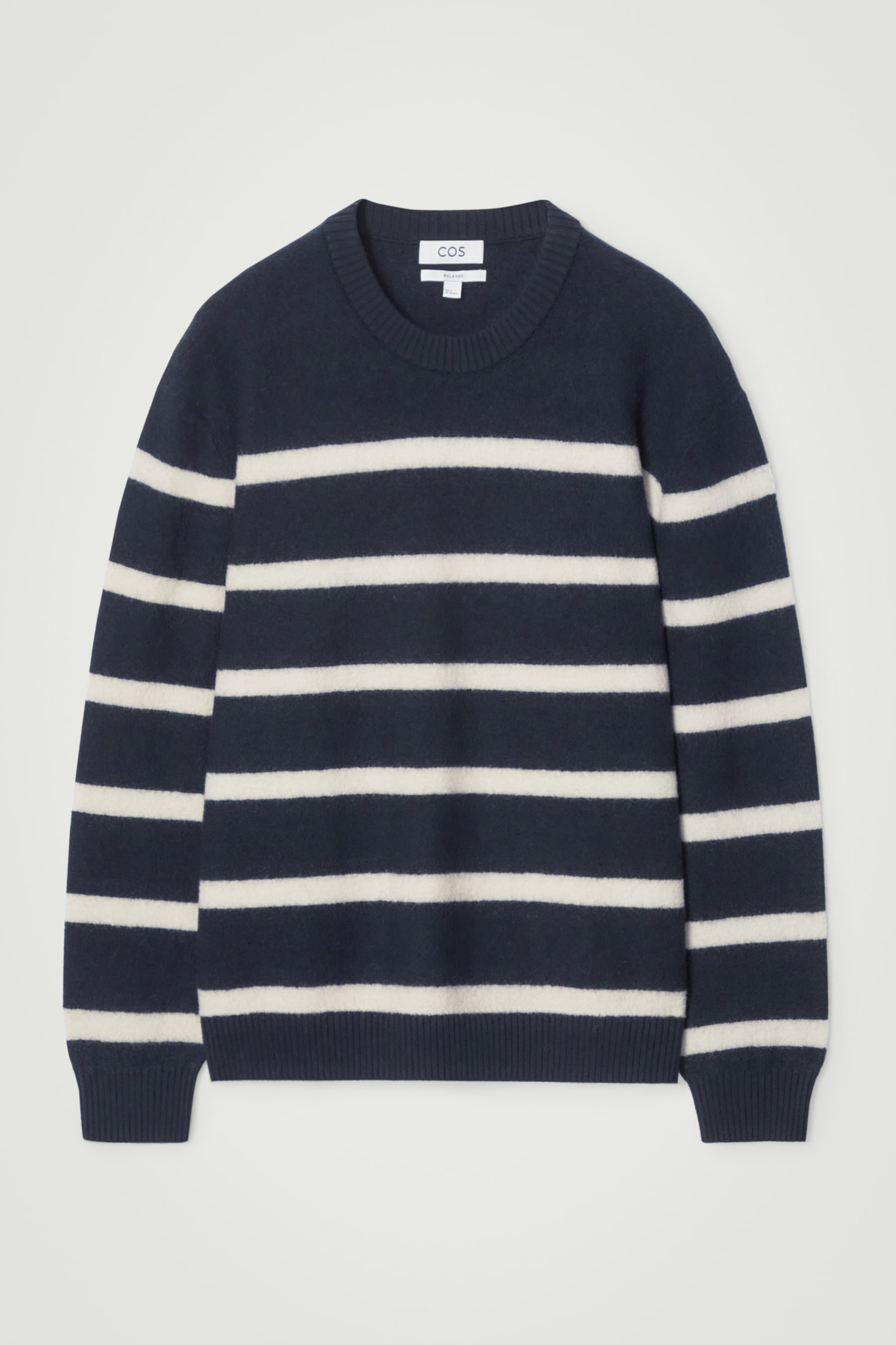 BOILED-WOOL CREW-NECK JUMPER - NAVY / STRIPED/BLACK/COBALT BLUE - 2